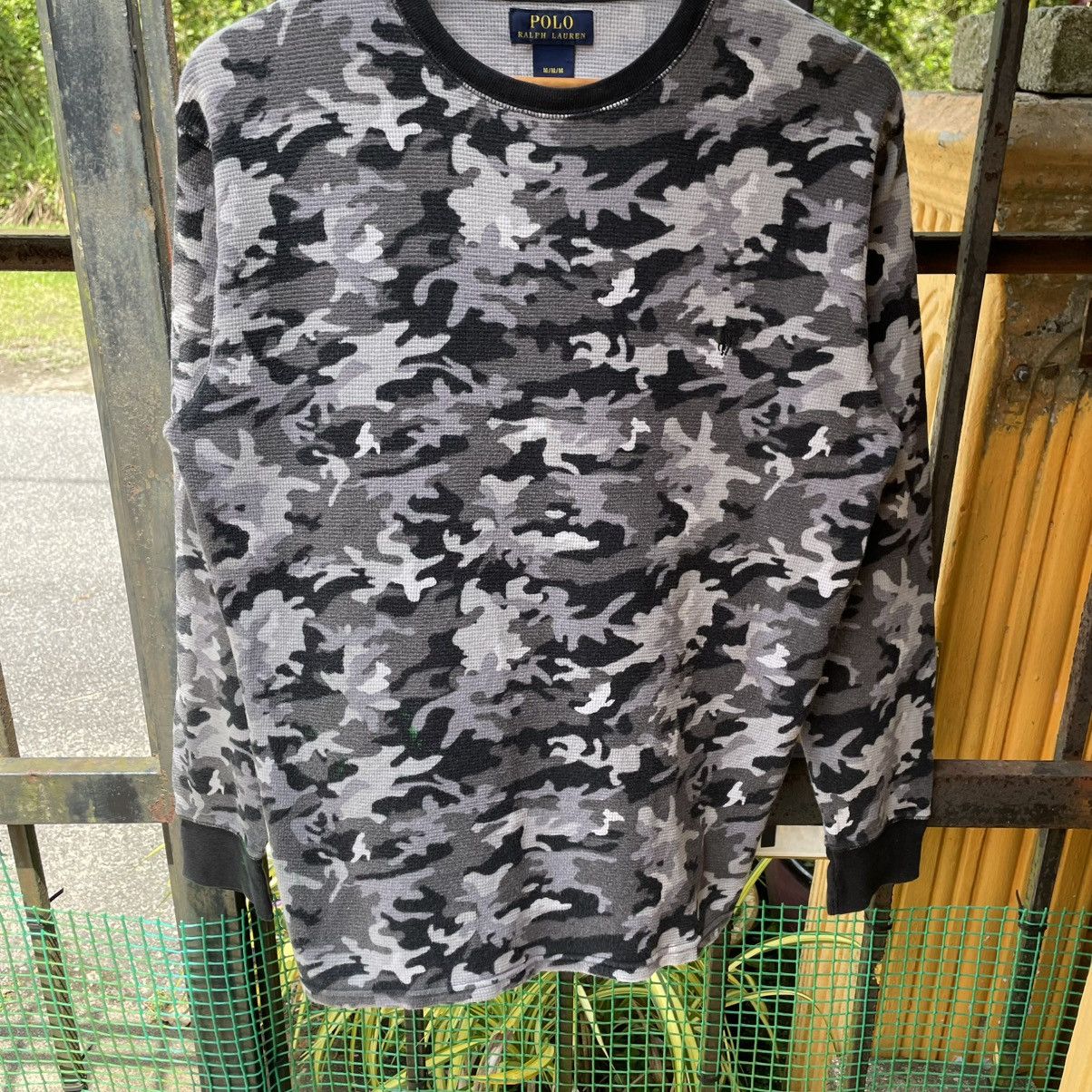 Polo Ralph Lauren × Ralph Lauren × Vintage 🔥Polo Ralph Lauren Small Pony Camo Design Waffle Shirts Size US M / EU 48-50 / 2 - 5 Thumbnail