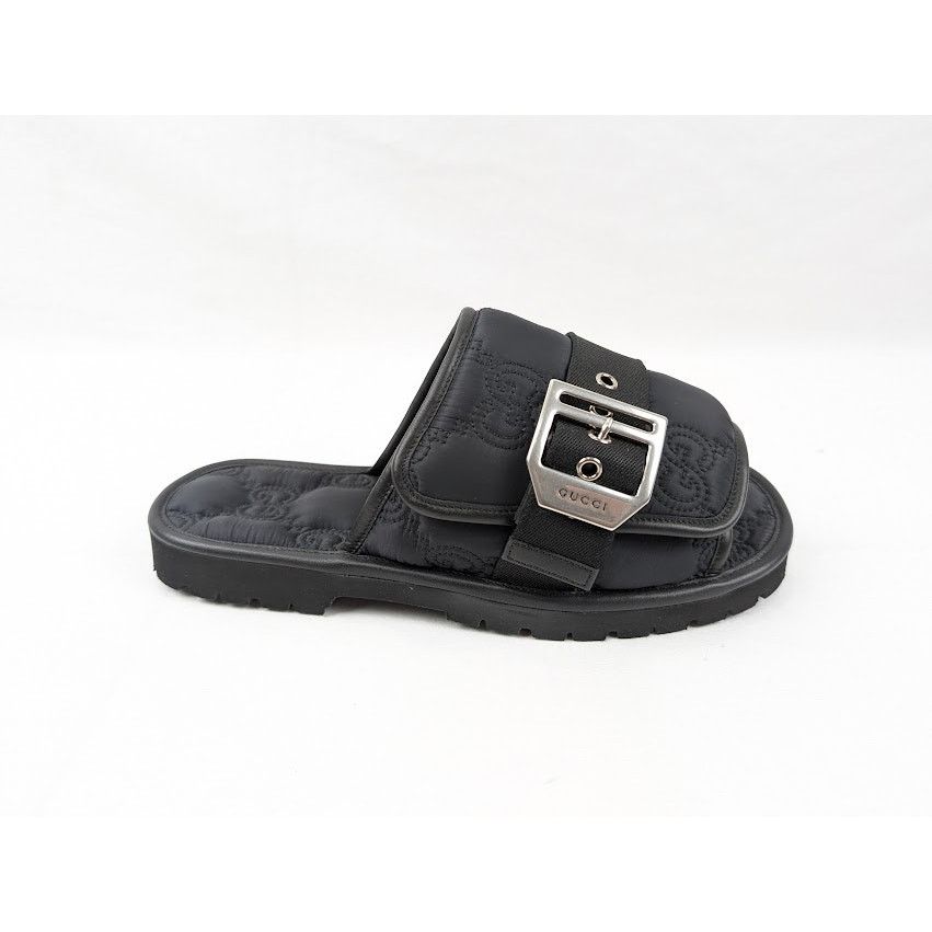 o1rshd1 Cubic Rubber Slides in Black