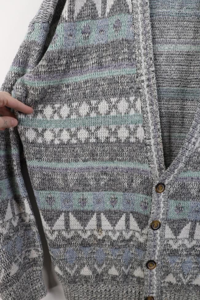 Vintage Vintage 90s Streetwear Striped Knit Cardigan Sweater Size US L / EU 52-54 / 3 - 5 Thumbnail