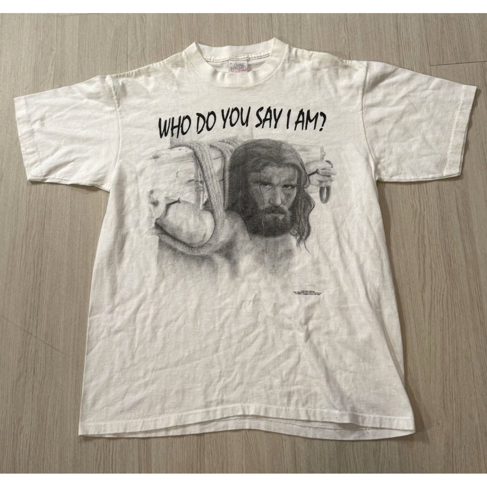 Vintage VINTAGE Living Epistles Shirt XL White Jesus Christ Church 90s Hip Hop Art Graphic Print Mens Short Sleeve Crew Neck Size US XL / EU 56 / 4 - 2 Thumbnail