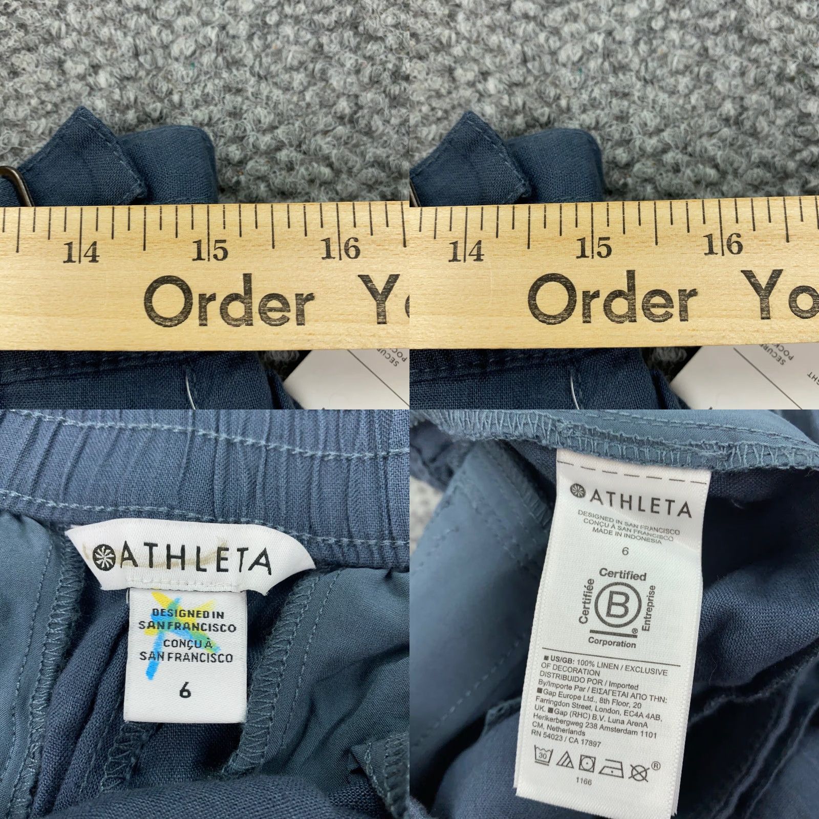 Athleta VINTAGE Athleta Linen Shorts Womens Size 6 Casual Lightweight Blue High Rise Chino Size 28" / US 6 / IT 42 - 8 Thumbnail