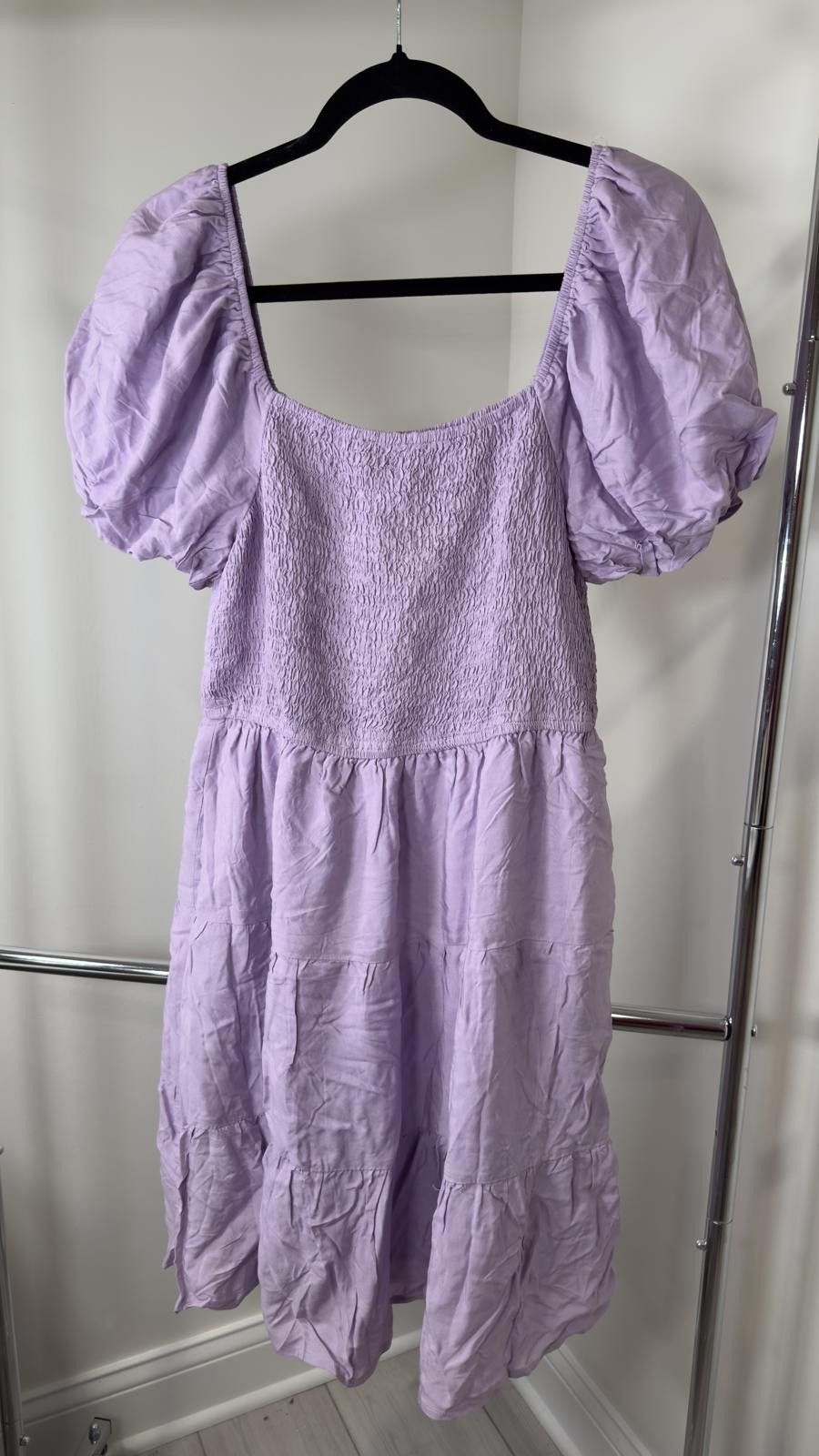 Designer Zesica Women's Lilac Puff Sleeve Dress size L Size L / US 10 / IT 46 - 1 Thumbnail