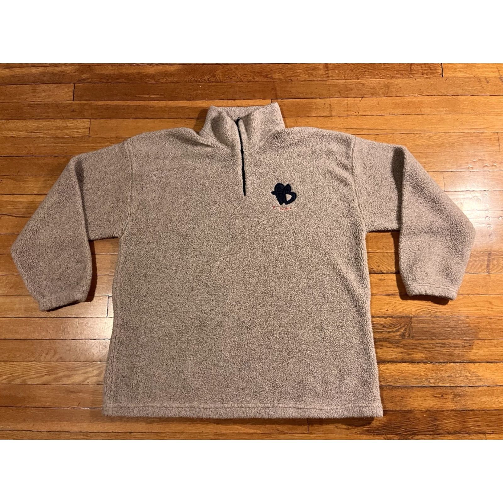 Fubu VINTAGE FUBU Sweatshirt 1/4 Zip Crew Neck Long Sleeve XL Beige Men’s Regular US Made 90s Style Logo Pullover Size US XL / EU 56 / 4 - 2 Thumbnail