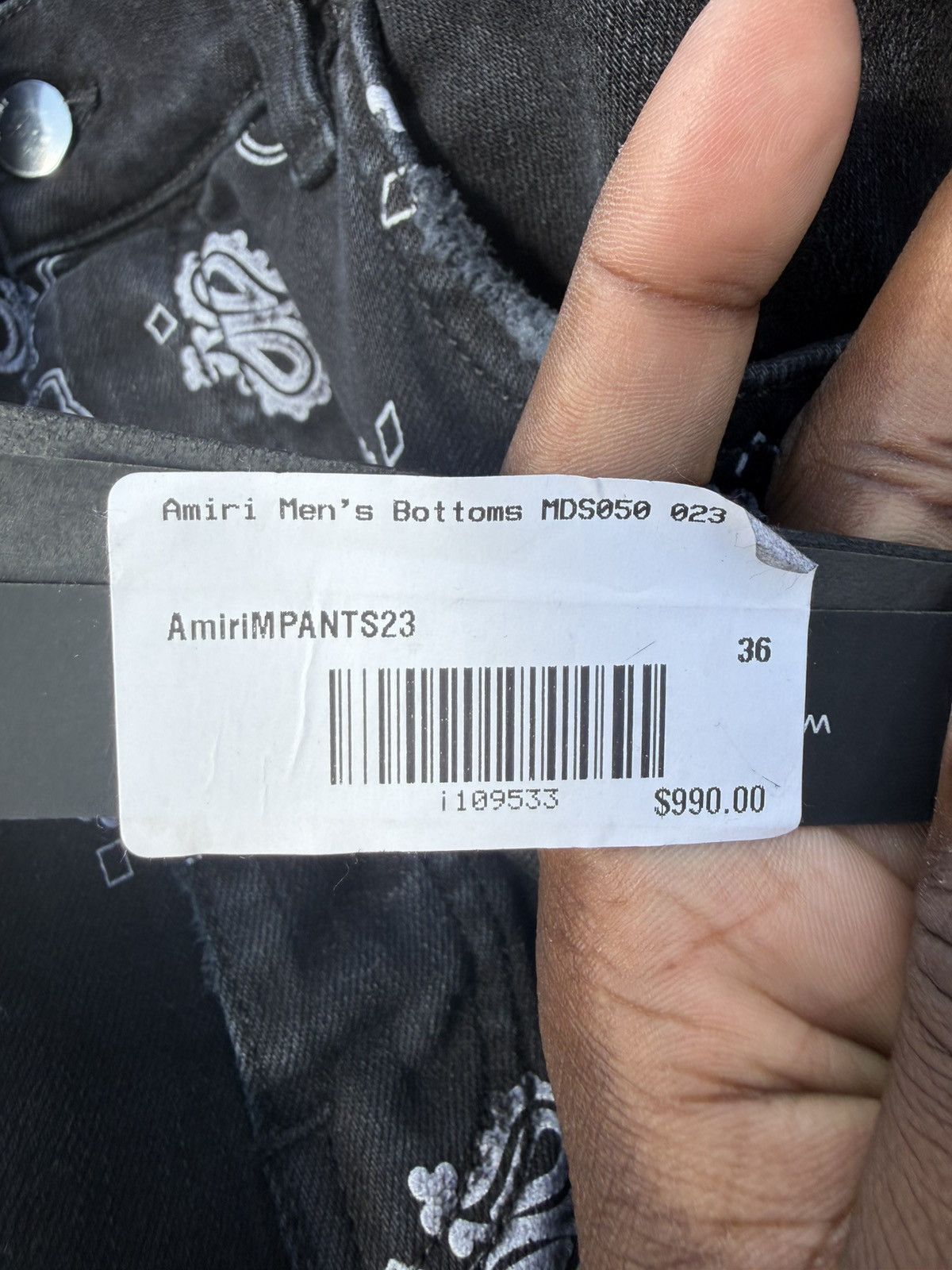 Amiri Black Amiri Flocked Paisley Bandana Jeans Size US 36 / EU 52 - 4 Thumbnail