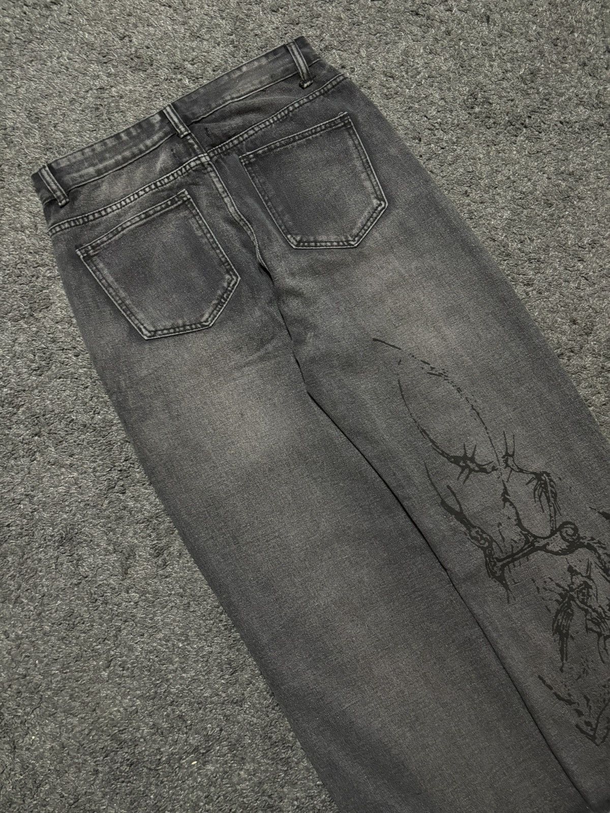 Vintage Vintage wide leg rare gray black fossile baggy jeans denim Size US 33 - 12 Thumbnail