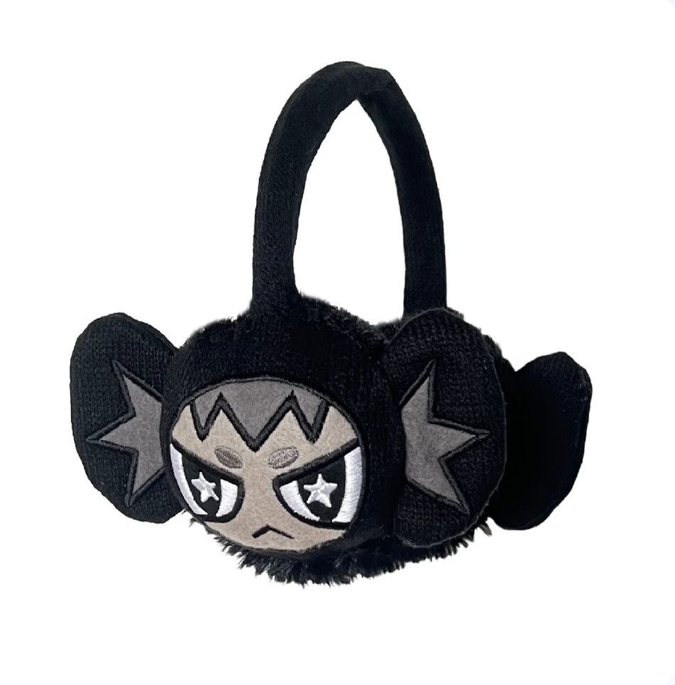 image of Happy99 Rem Black Knit Earmuffs Size Small In Hand, Men's