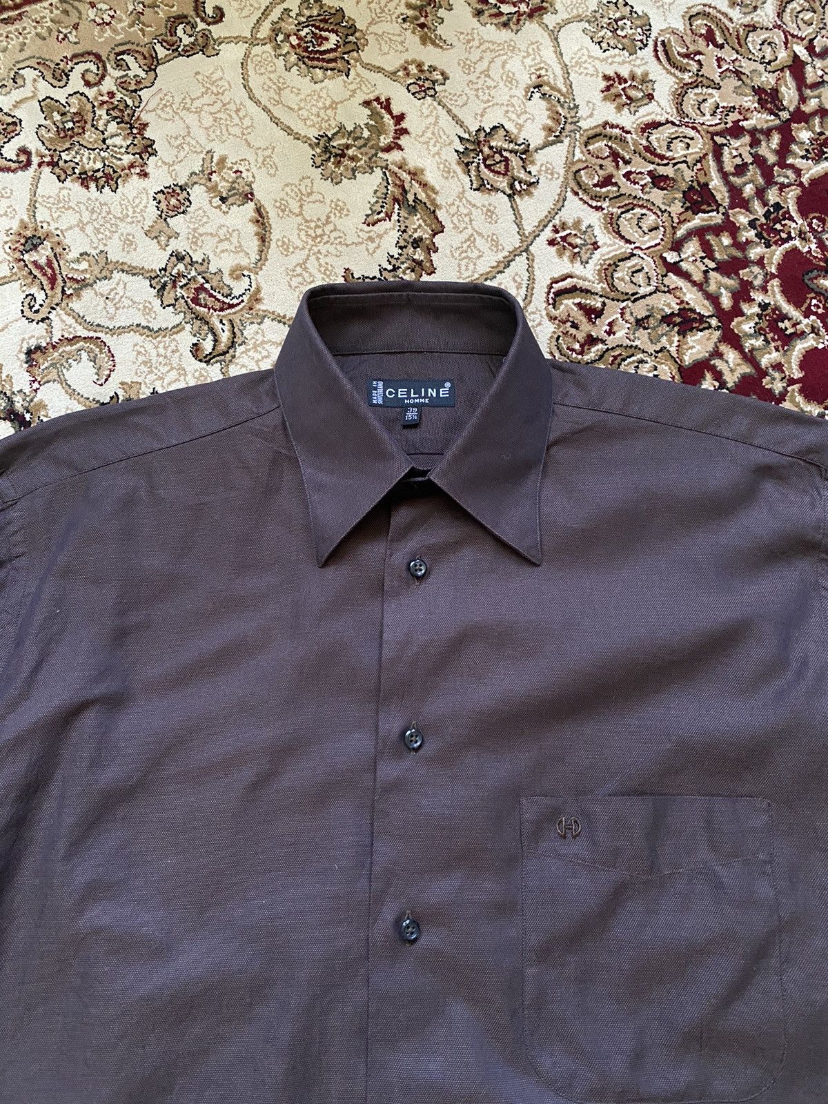 Celine × Vintage Vintage 90s Celine Homme Button Up Shirt Size US L / EU 52-54 / 3 - 3 Thumbnail