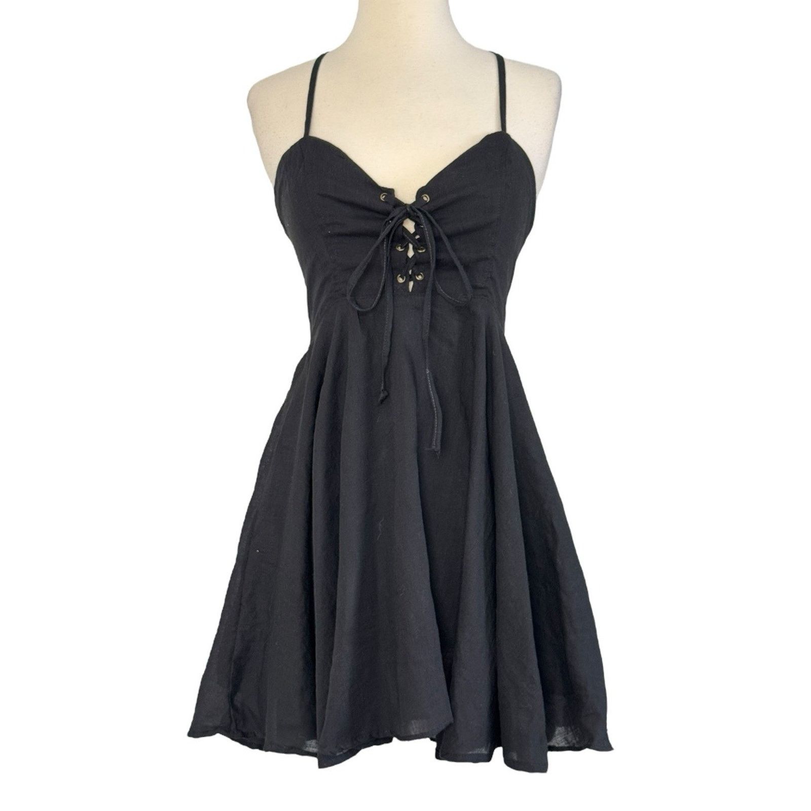 Other STELLA Lace Up Corset Mini Noni Dress Black Layered Ruffled Size ONE SIZE - 4 Thumbnail