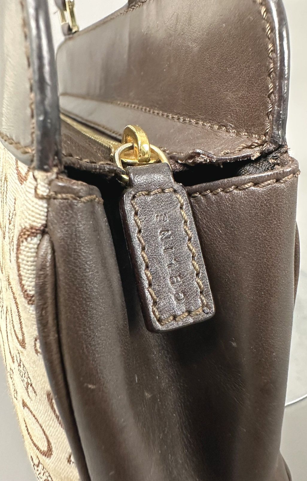 Celine Celine 2001 Macadam C White Canvas - Brown Leather Hand Bag Size ONE SIZE - 14 Thumbnail