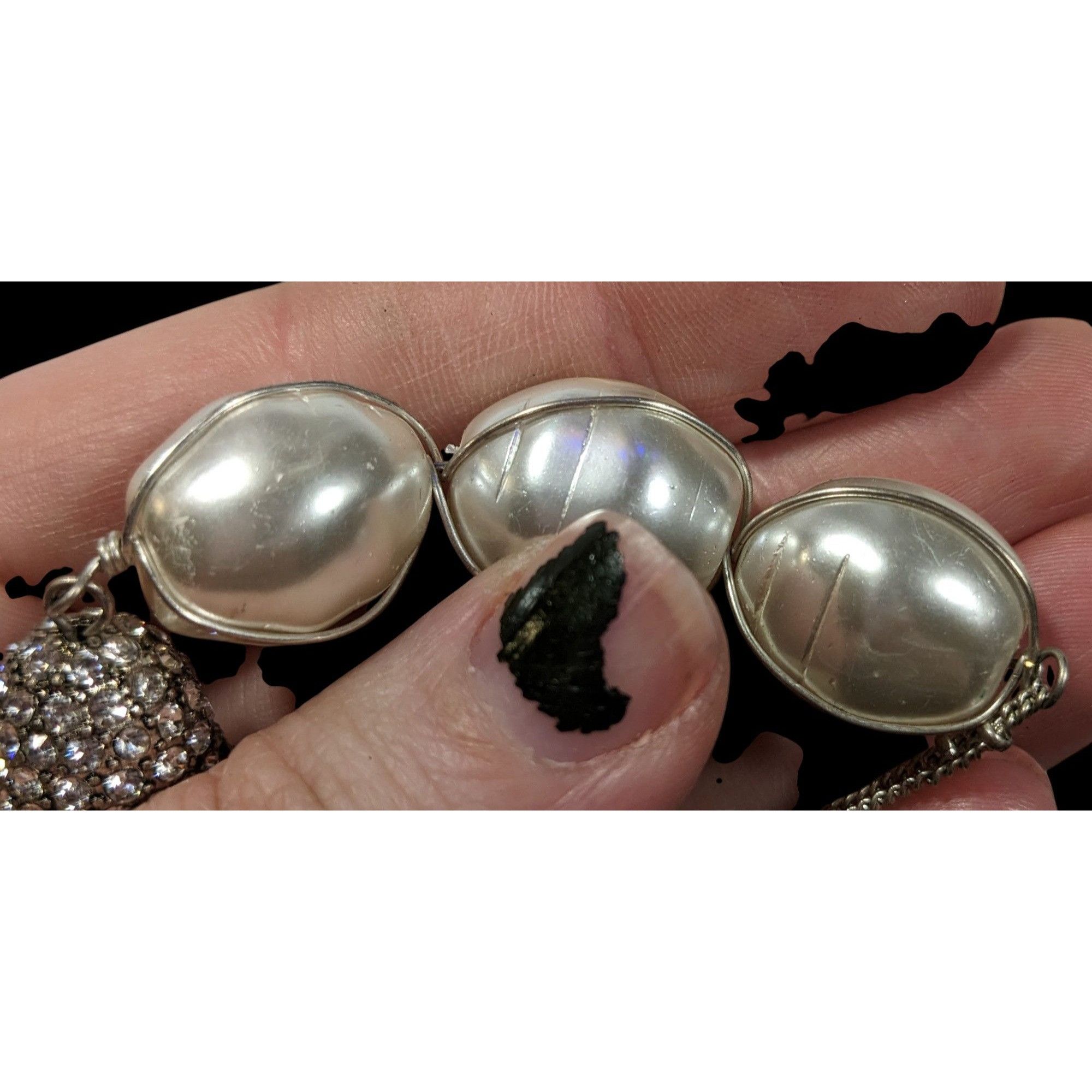 Other Chunky Glam Faux Pearl Rhinestone Tassel Necklace Size ONE SIZE - 5 Thumbnail