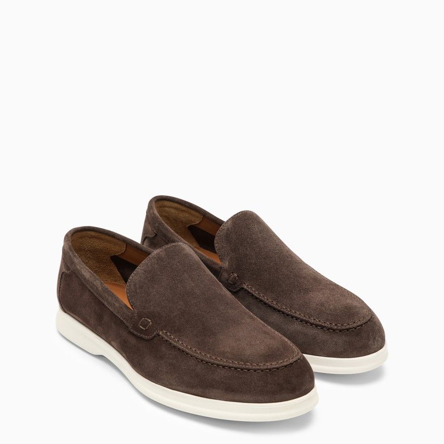 image of Doucals O1D2Blof0324 Suede Loafers In Brown, Men's (Size 12)