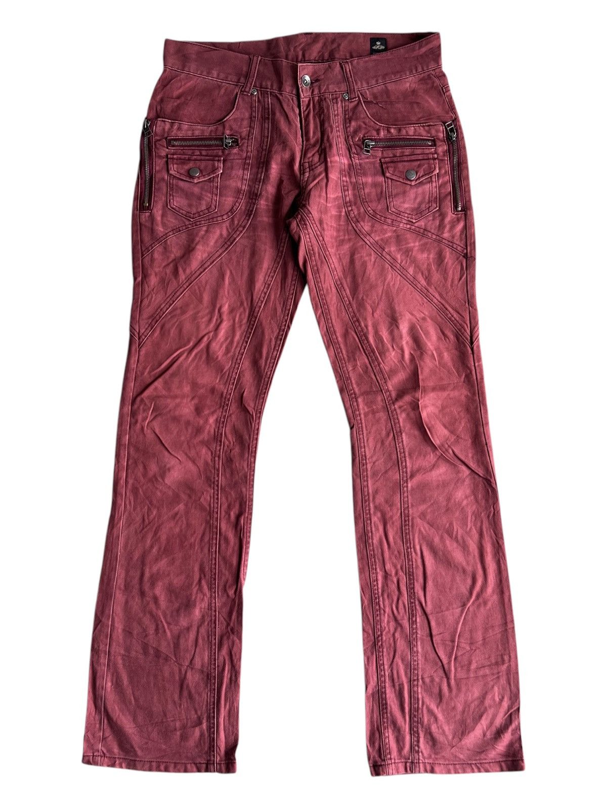 BUFFALO BOBS Y2K Semantic Design 🇯🇵 Spiral Cut Flare Hem Boot Cut Jeans Size US 33 - 2 Thumbnail