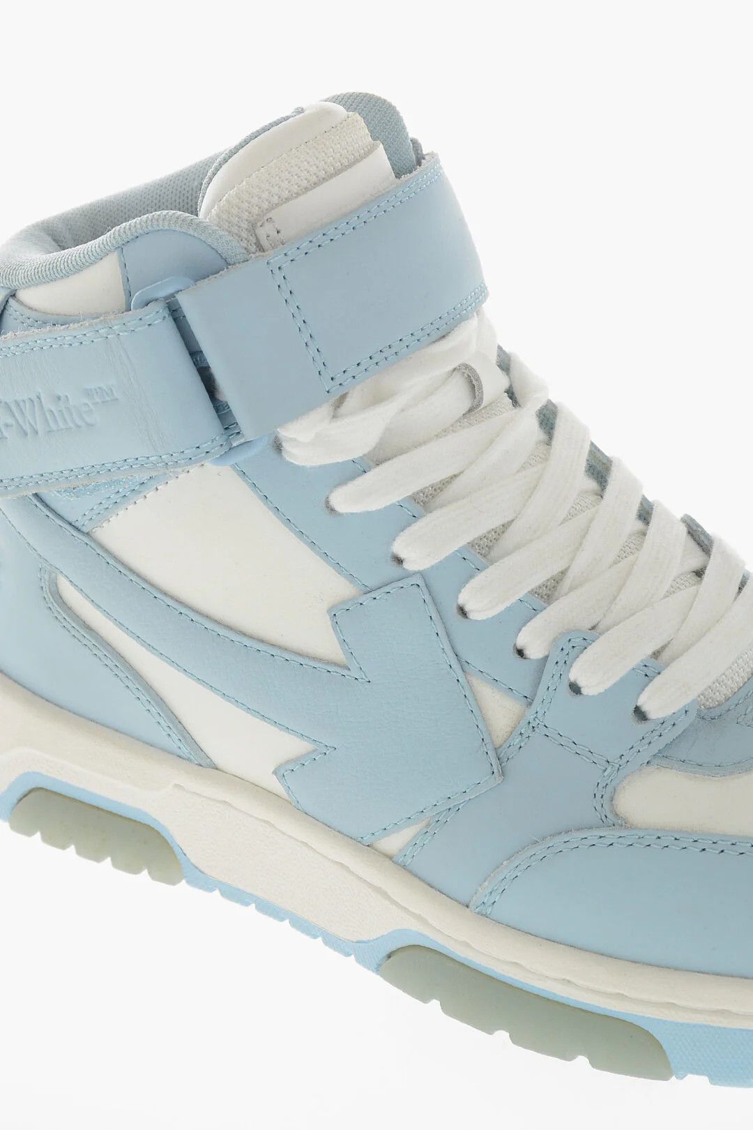 Off-White og1mm0426 Mid-Top Leather Sneakers in Light Bluer & White Size US 7 / IT 37 - 4 Thumbnail