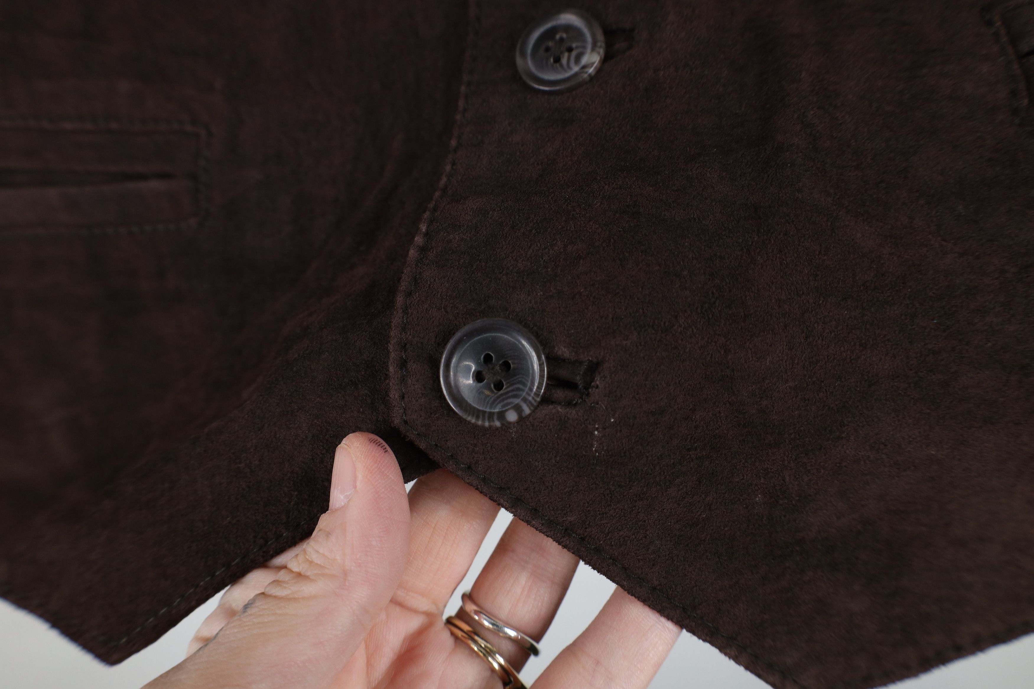 Vintage Vintage 90s Streetwear Buckle Back Suede Leather Vest Brown Size US XL / EU 56 / 4 - 6 Thumbnail