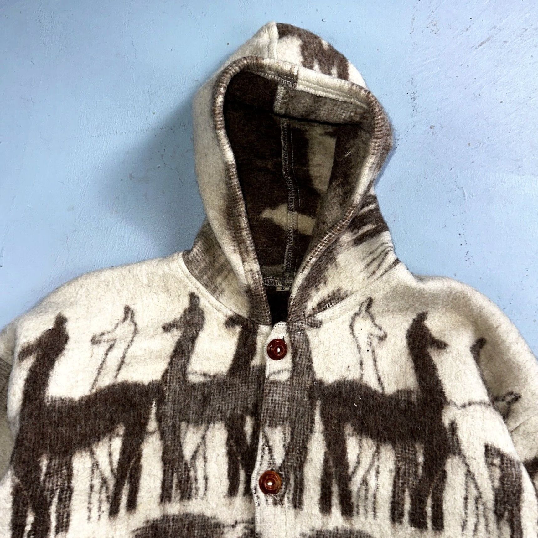 Vintage VINTAGE Lama Bird Wool Coat Mens Jacket Size L Swamp White 70s Rockabilly Casual Size US L / EU 52-54 / 3 - 4 Thumbnail