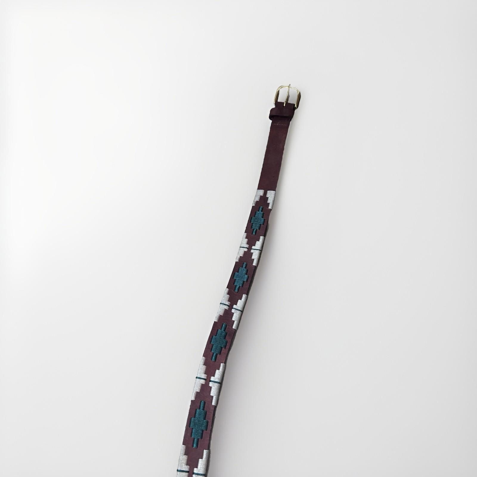 Sid Mashburn Sid Mashburn Embroidered Leather Belt Handmade brown green Size ONE SIZE - 2 Thumbnail
