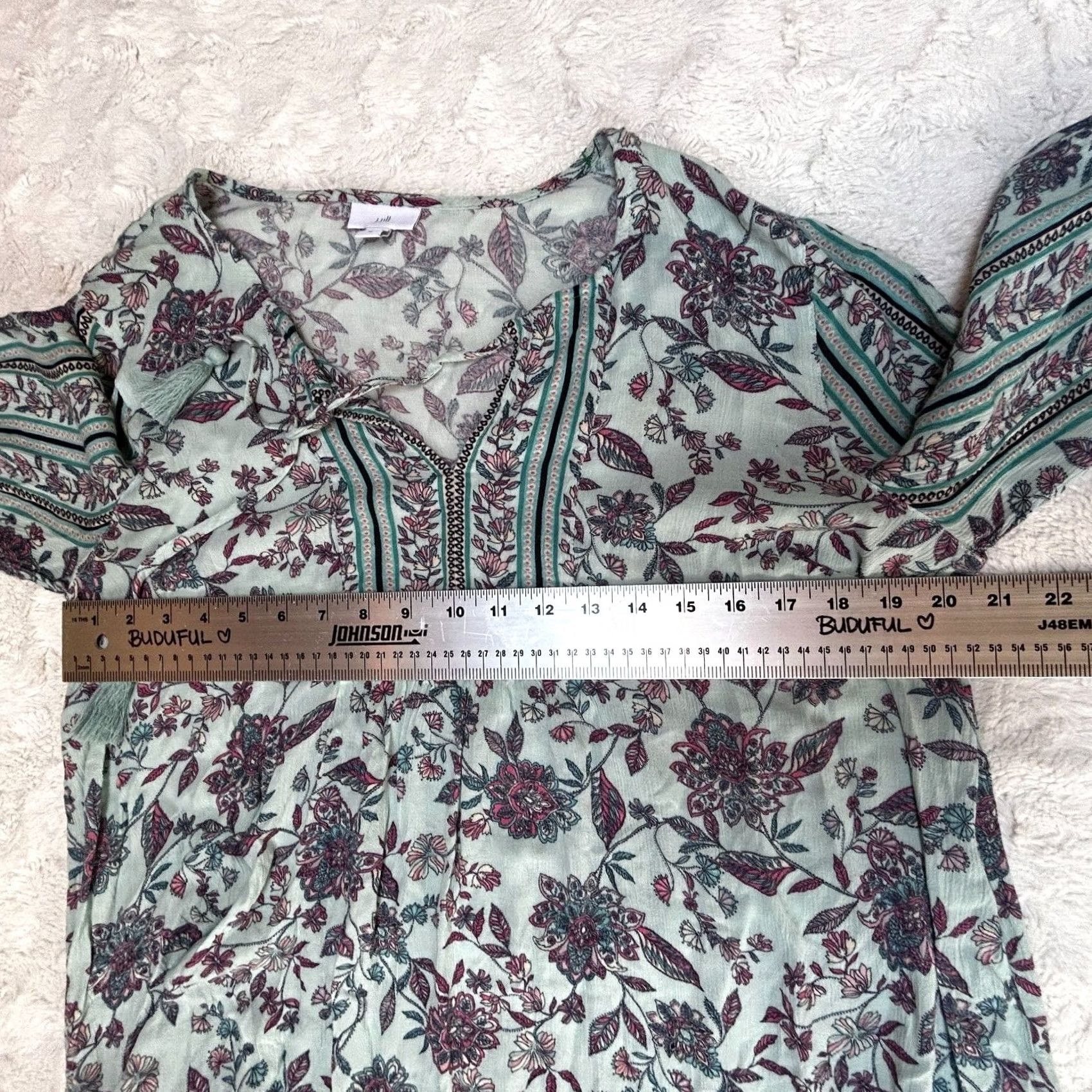J. Jill J.Jill Blouse 3/4 Sleeve Floral Print Tassel Tunic Top M Multicolor Womens Regular XS-XL Size M / US 6-8 / IT 42-44 - 6 Thumbnail