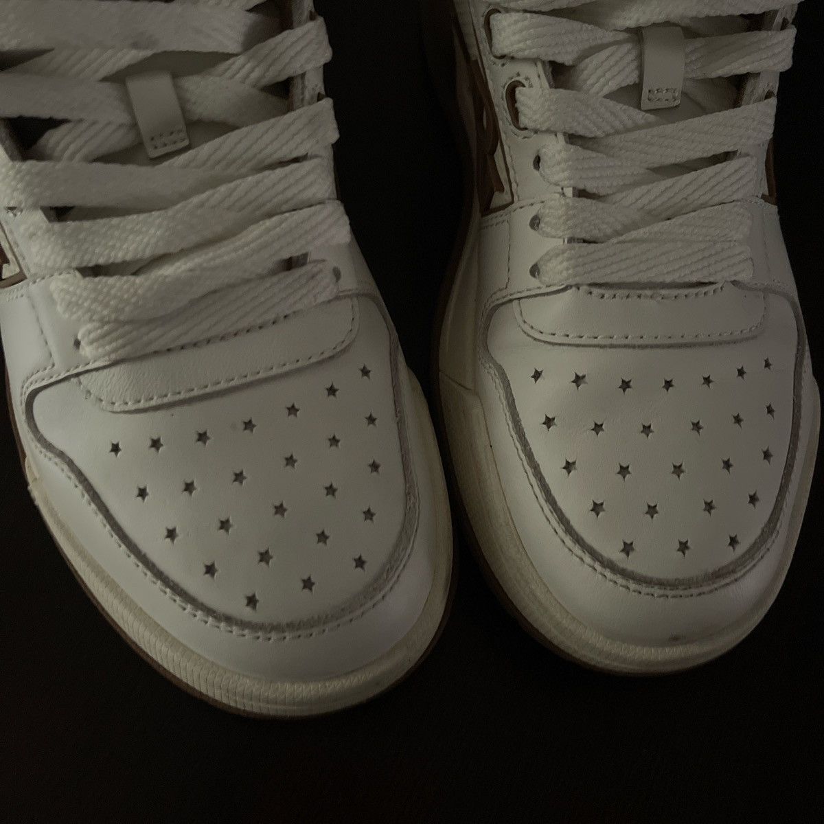 Amiri Amiri white & brown classical low sneakers Size US 7 / EU 40 - 1 Thumbnail