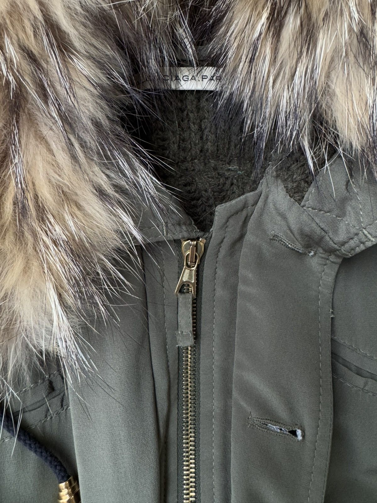 Balenciaga Balenciaga 2007 Military Fur Collar Belted Silk Parka Size US XS / EU 42 / 0 - 3 Thumbnail