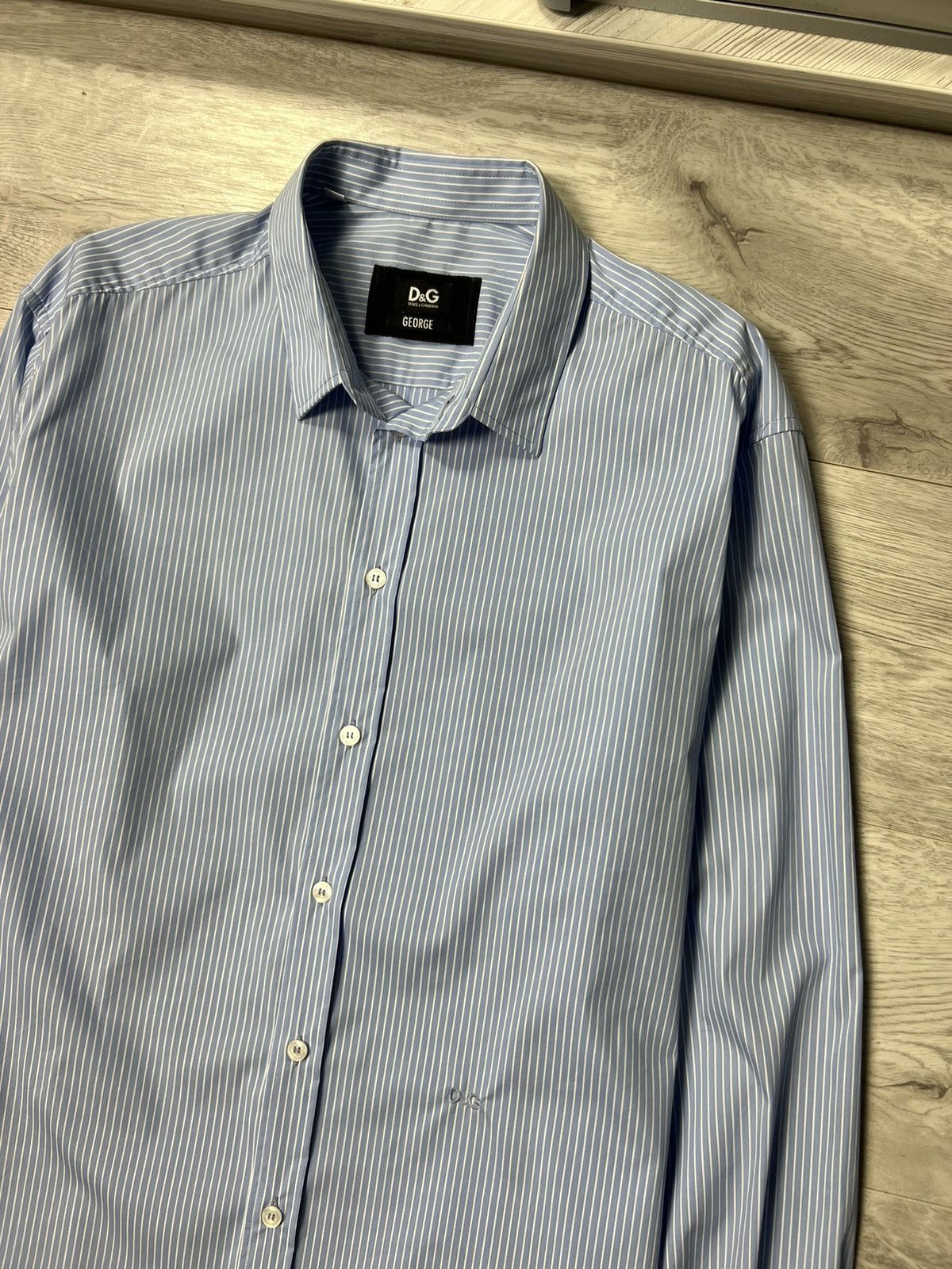 Dolce & Gabbana × Vintage Dolce & Gabbana George Striped Button Up Shirt D&G Logo Size US L / EU 52-54 / 3 - 2 Thumbnail