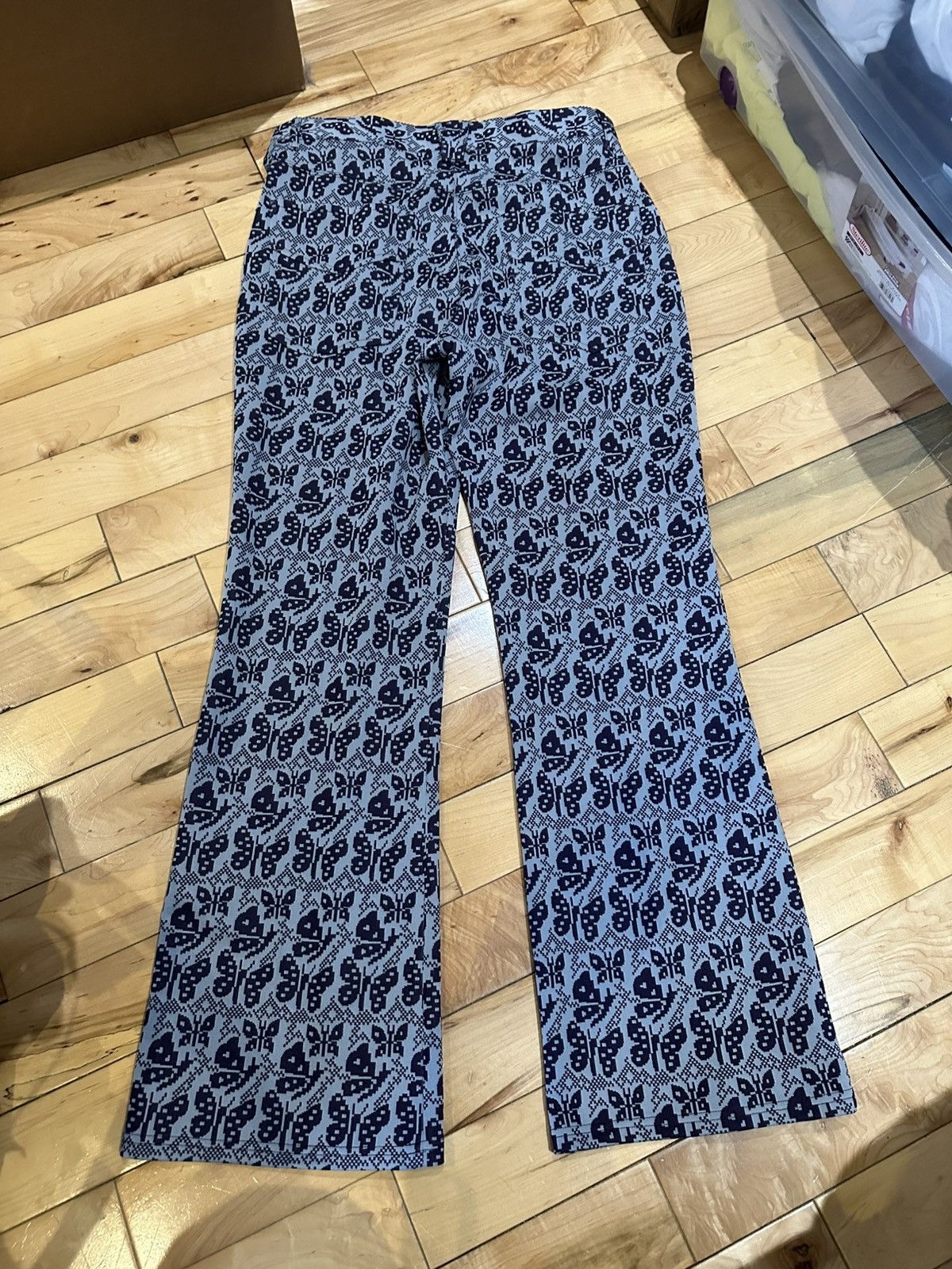 Needles Papillon Butterfly Pleated Boot Cut Jean Trouser Pants Poly Size US 32 / EU 48 - 3 Thumbnail