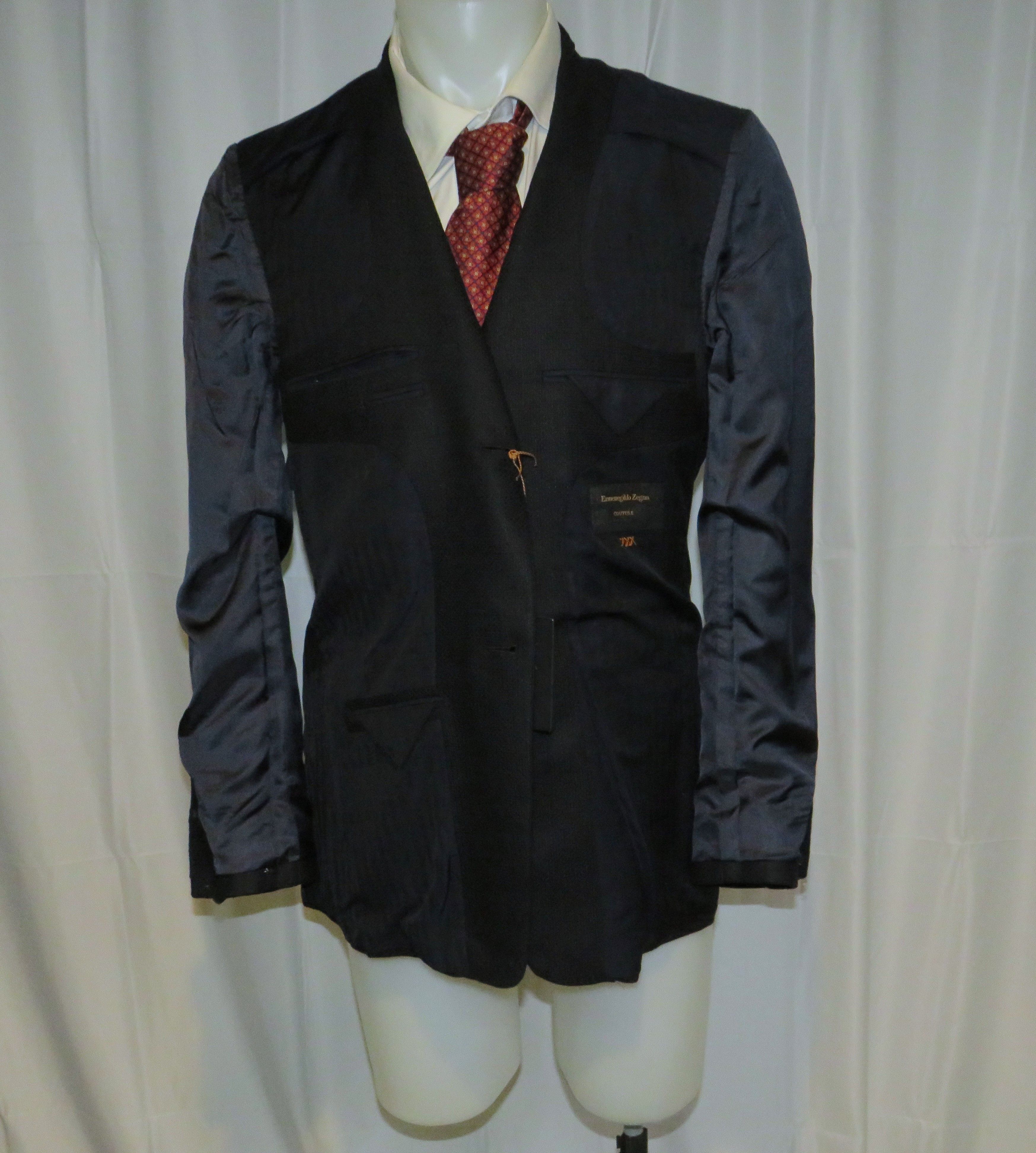Ermenegildo Zegna Couture Black Hopsack Silk Blend Two Button Blazer 42R NWT Size 42R - 11 Thumbnail