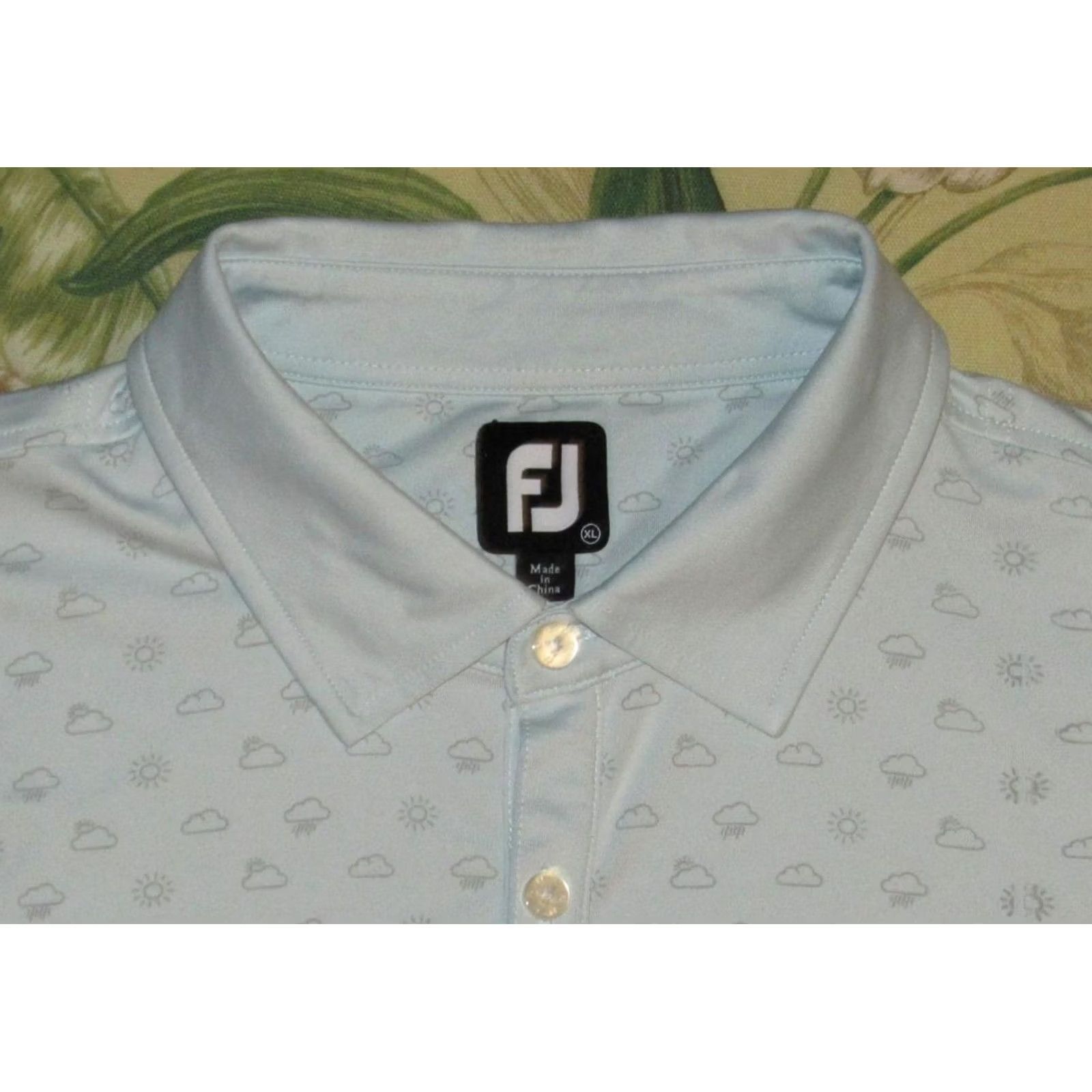 Footjoy FOOTJOY Polo Golf Shirt XL Bluegrass Yacht & Country Club Printed Sun Cloud Mens Polo XL Blue Footjoy Size US XL / EU 56 / 4 - 2 Thumbnail