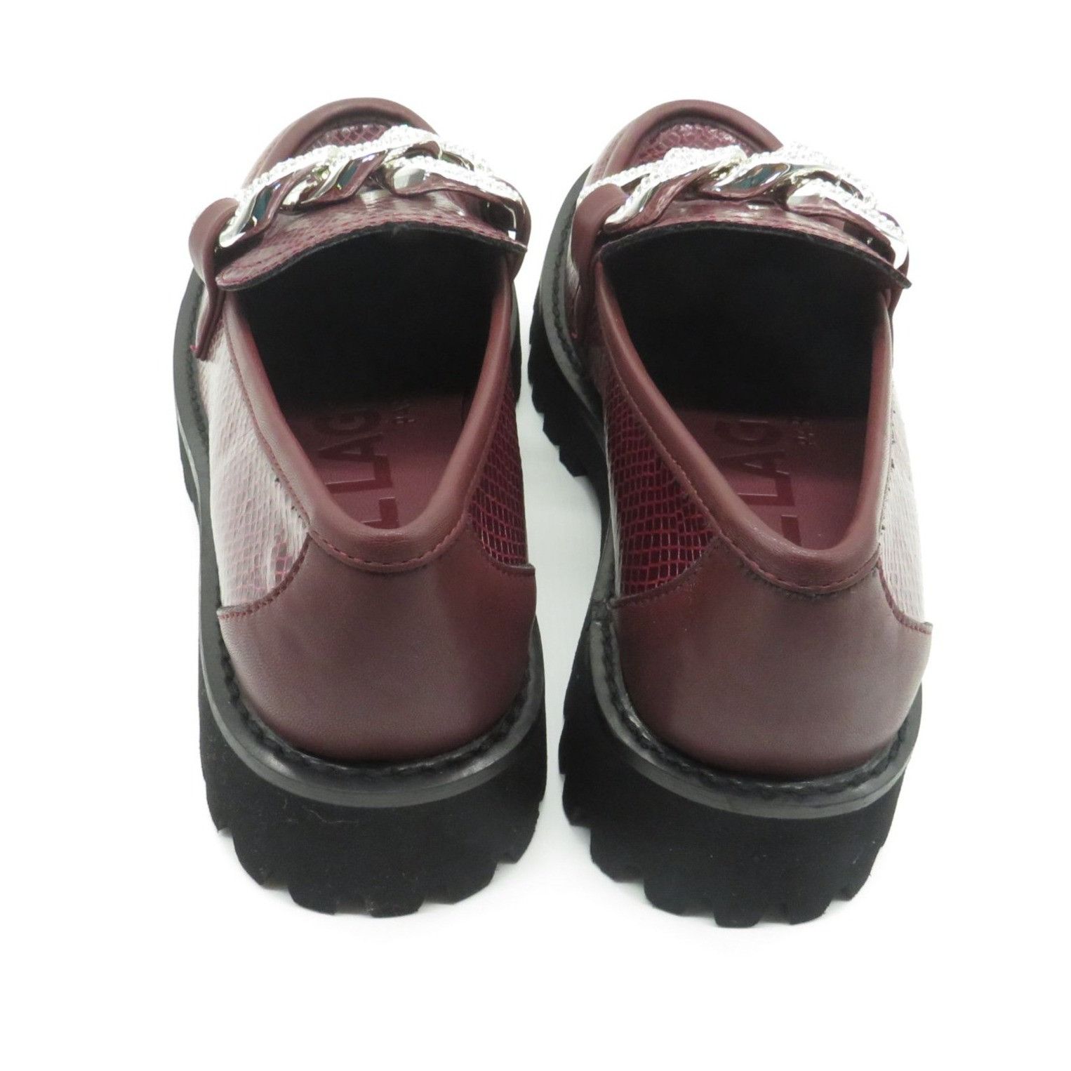 Karl Lagerfeld Karl Lagerfeld Womens Burgundy Snake Print Loafers W/ Silver Size US 9.5 / IT 39.5 - 3 Thumbnail