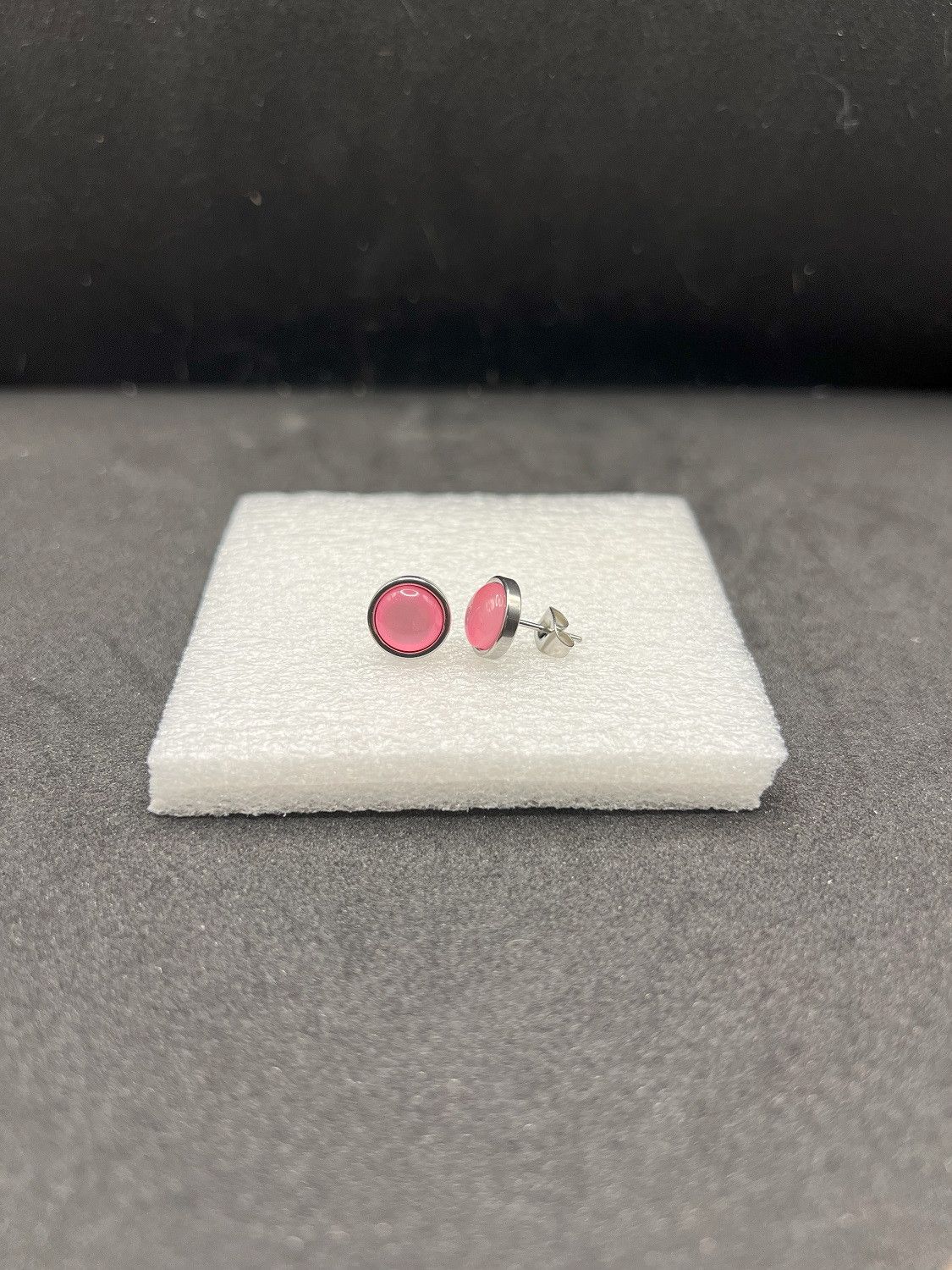 Handmade Pink Crystal Stainless Steel Stud Earrings Size ONE SIZE - 1 Thumbnail