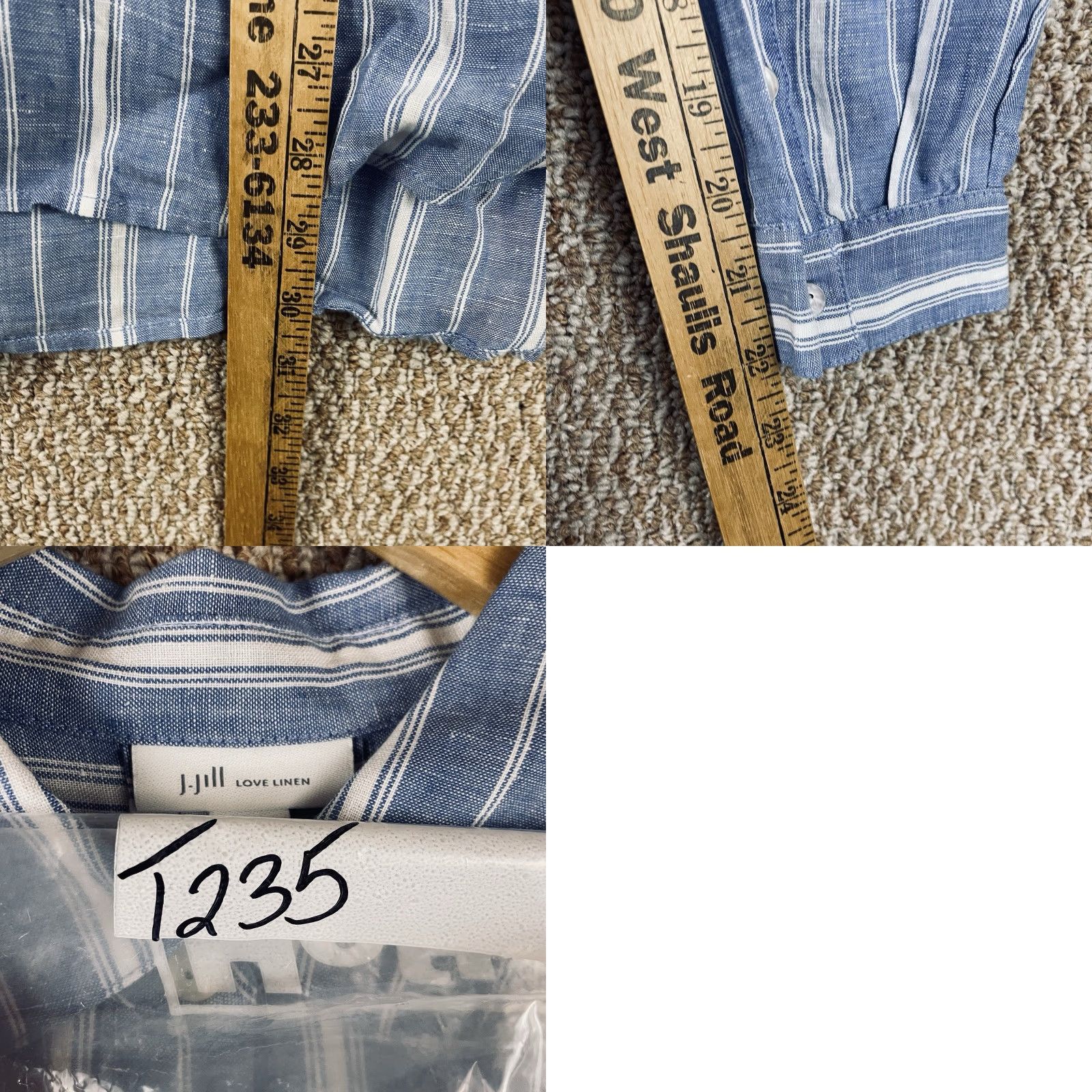 J. Jill VINTAGE J.Jill Love Linen Tunic M Oversized (Fits XL) Blue Hidden Button Up Coastal T235 Size M / US 6-8 / IT 42-44 - 8 Thumbnail