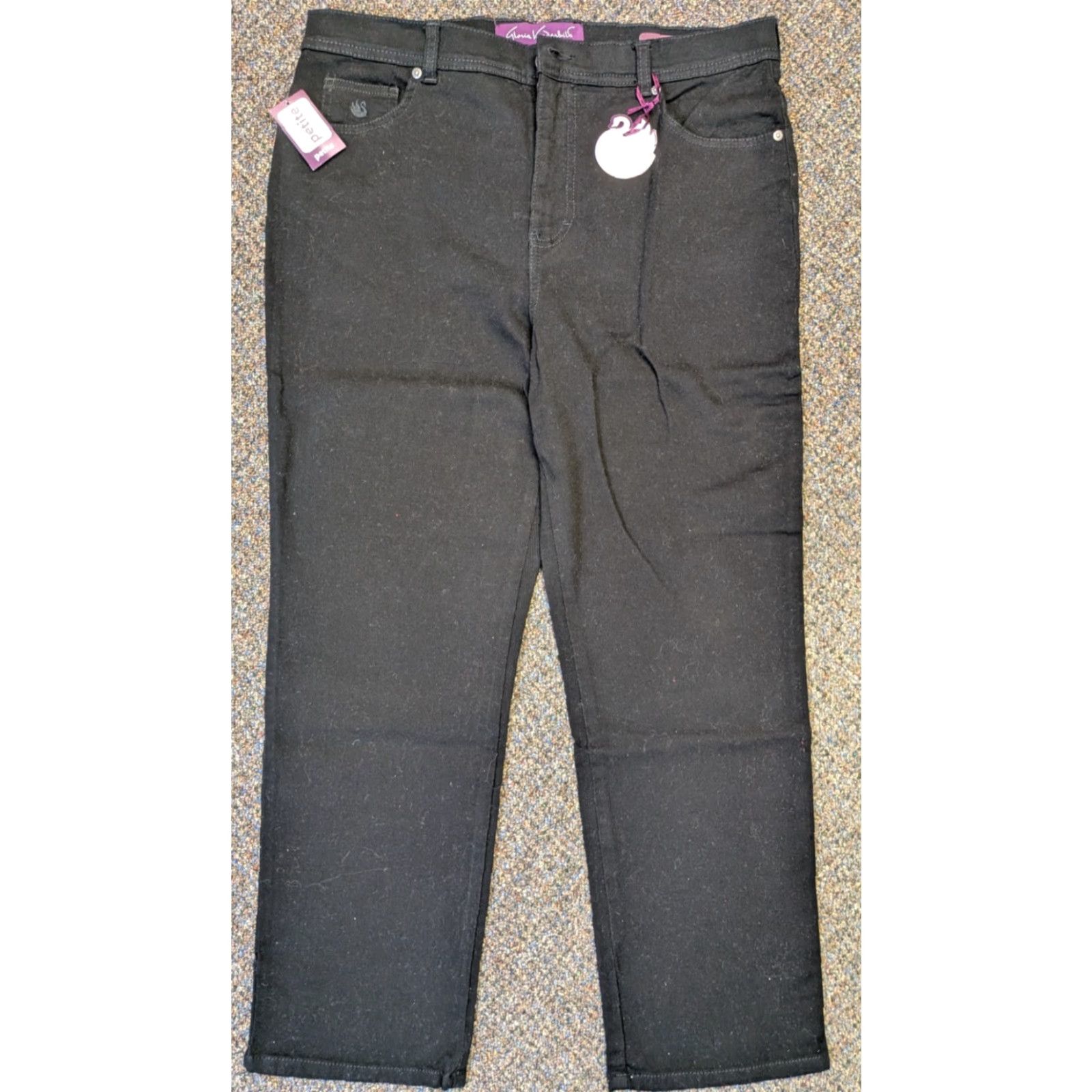 Gloria Vanderbilt Gloria Vanderbilt Amanda Classic Fit 14P Petite Stretch Jeans Womens Black 5-Pocket Design Zipper Button Tapered Size 36" / US 14 / IT 50 - 2 Thumbnail
