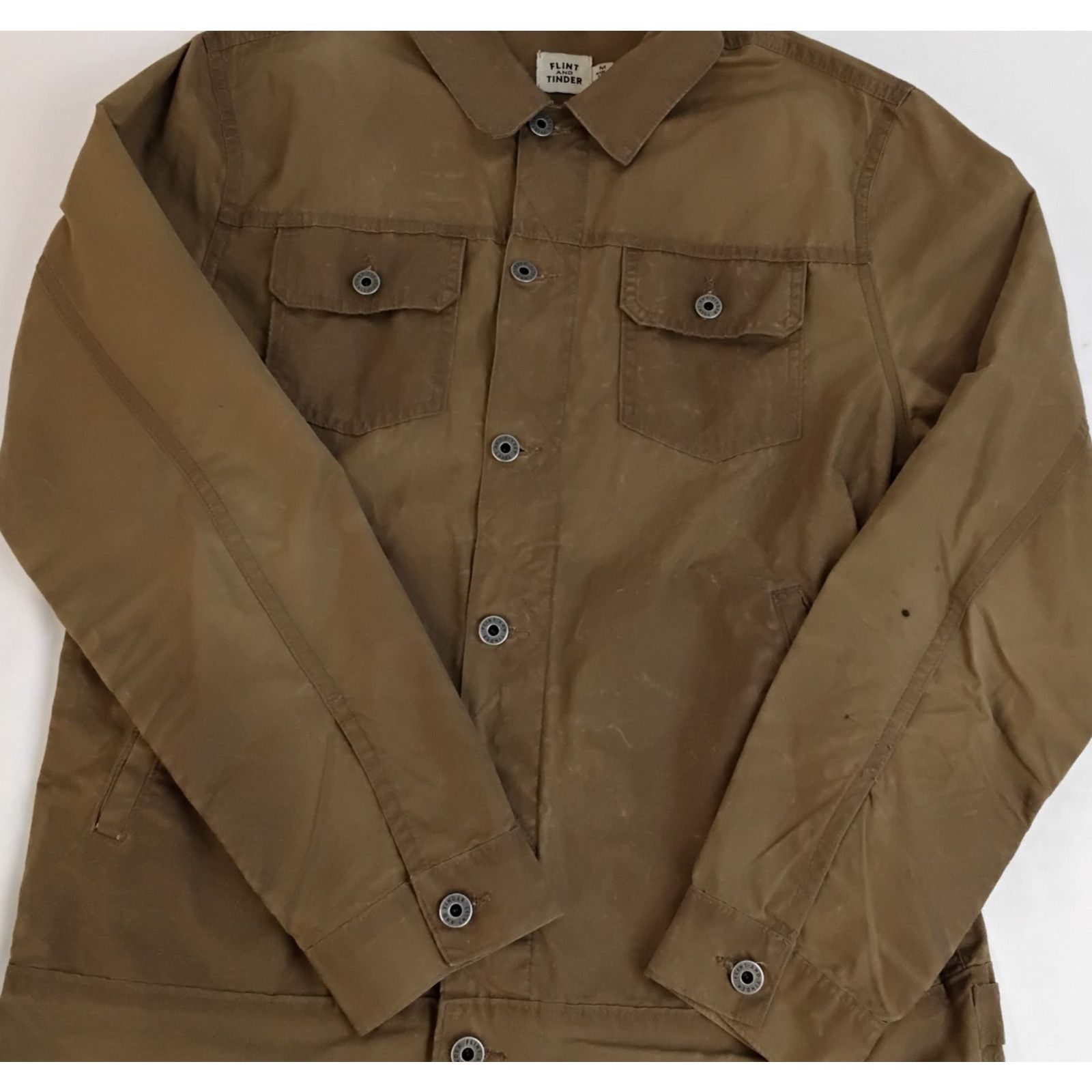Flint And Tinder Flint and Tinder Tin Cloth Shacket Men's M Brown Button Up Size US M / EU 48-50 / 2 - 6 Thumbnail