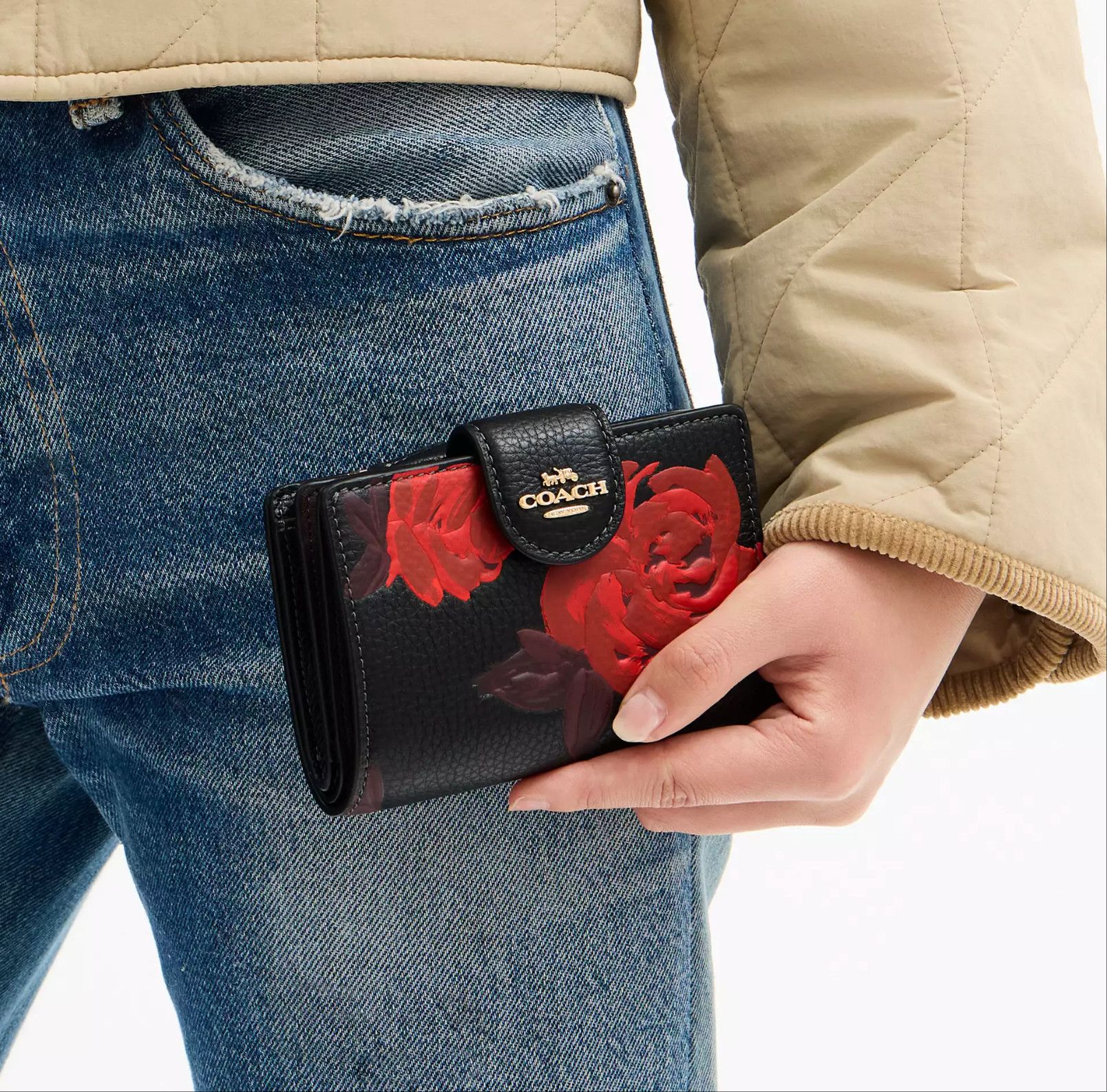 Coach Medium Corner Zip Wallet With Floral Print CCL63 Size ONE SIZE - 4 Thumbnail