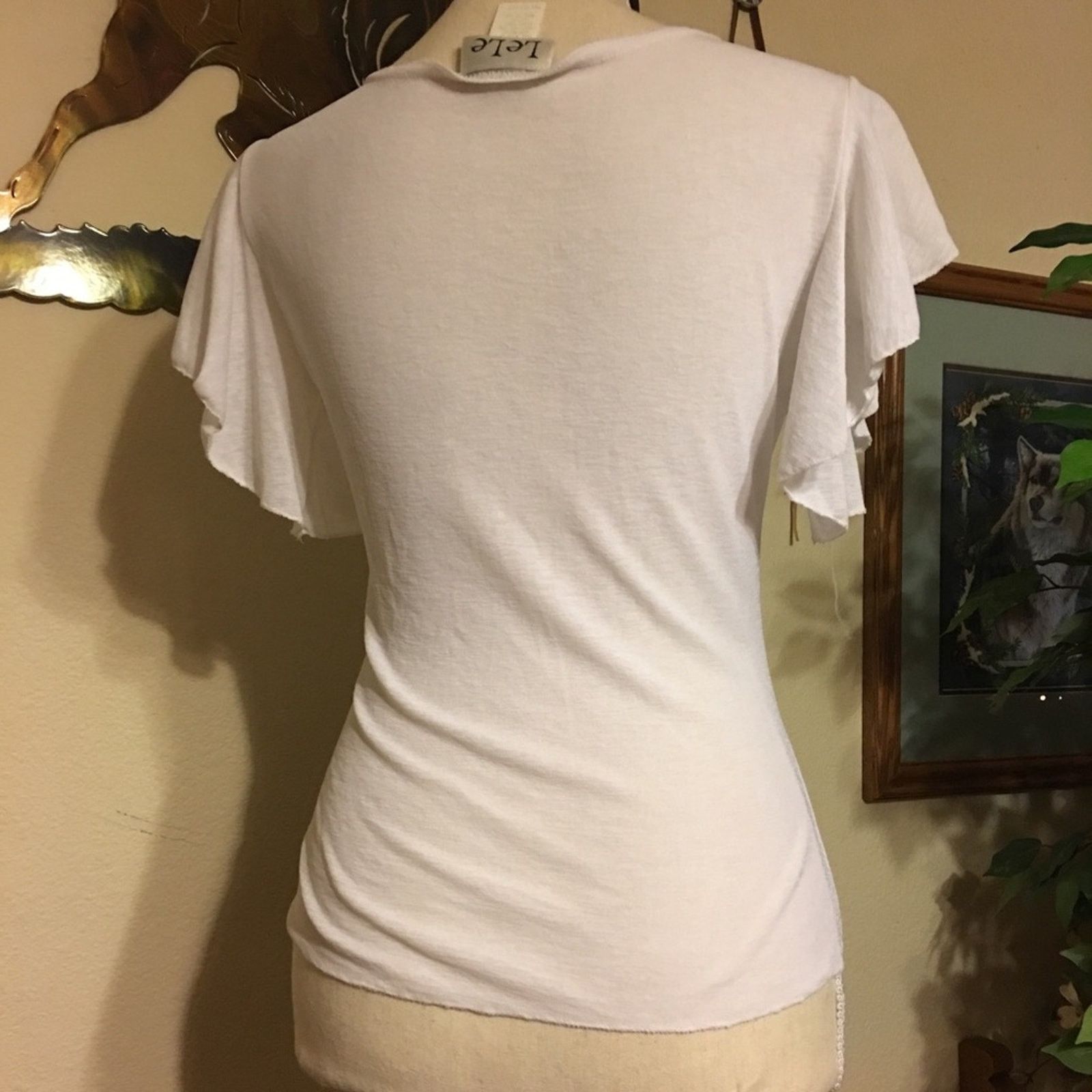 Designer Lele brand flutter sleeve sheer top white M Size M / US 6-8 / IT 42-44 - 3 Thumbnail