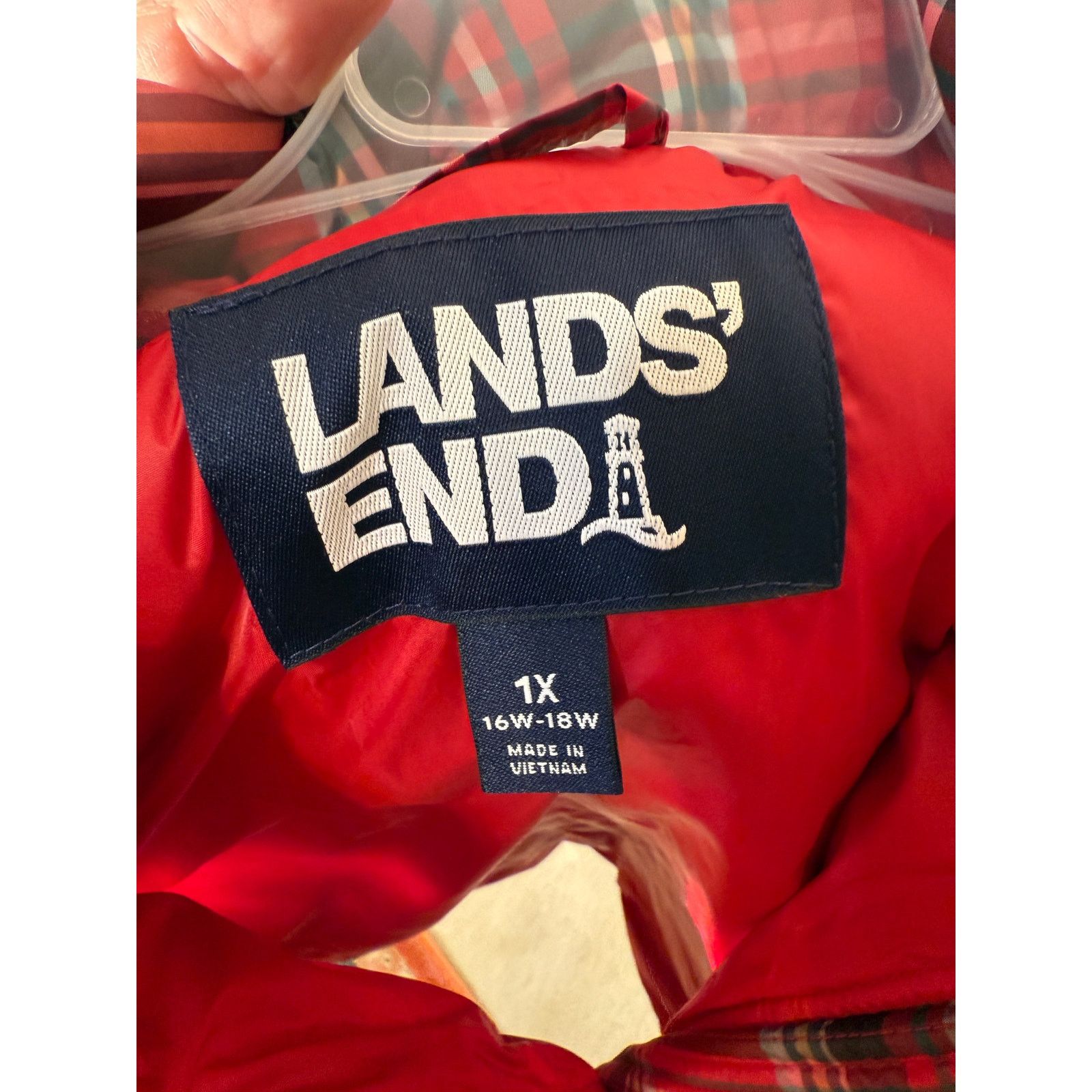 Lands' End Lands End Down Puffer Vest 1X Red Plaid Tartan Size XXL / US 16-18 / IT 52-54 - 2 Thumbnail