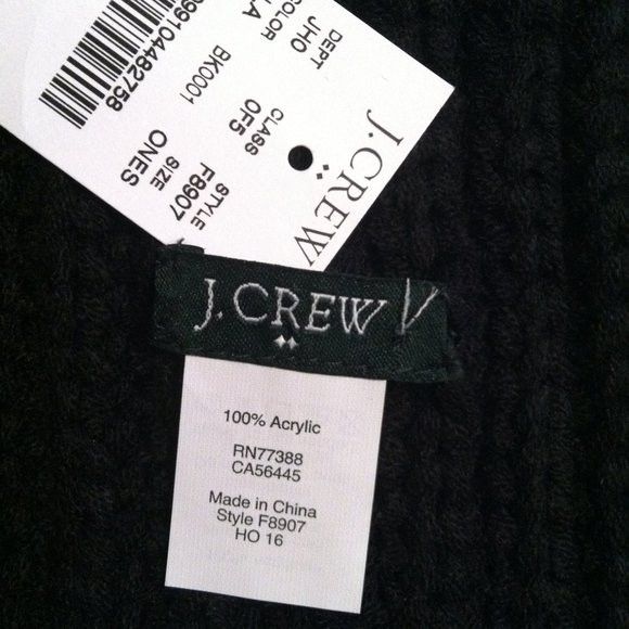 J.Crew J.CREW WOMEN'S NEW BLACK 100%ACRYLIC SCARF 13 1/4" X 81 3/4" Size ONE SIZE - 9 Thumbnail