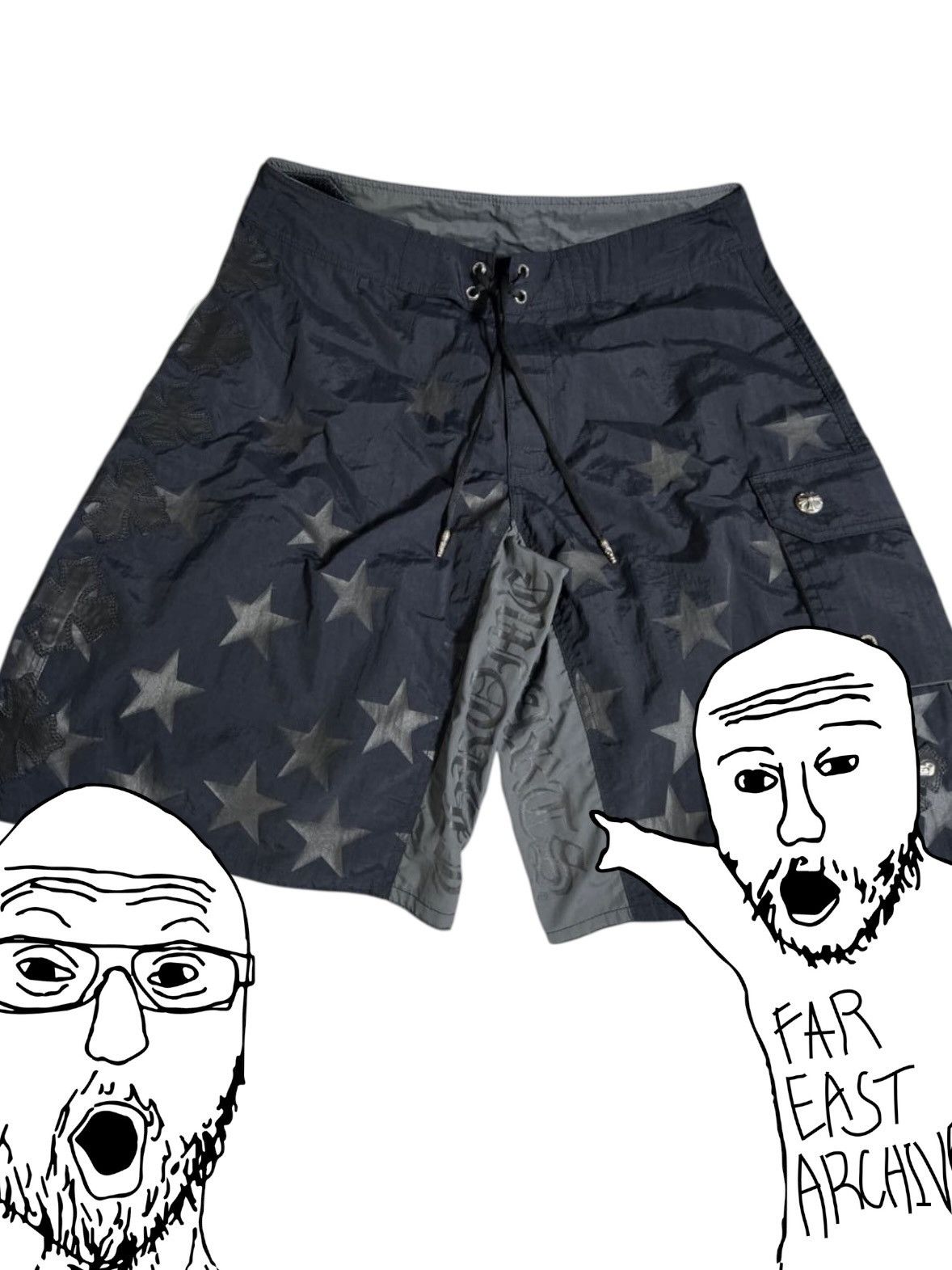 Chrome Hearts *rare* Plus Cross Patch Star Board Shorts Size US 32 / EU 48 - 1 Thumbnail