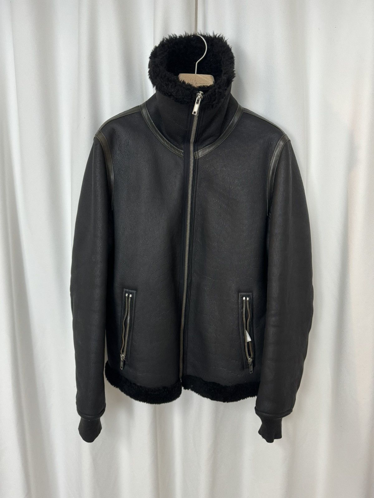 image of Rick Owens Shearling Jacket in Black, Men's (Size Large)