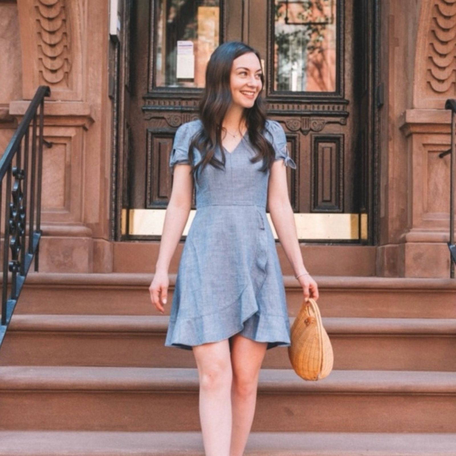 J.Crew J. Crew Chambray Faux-Wrap Dress Size M / US 6-8 / IT 42-44 - 15 Thumbnail