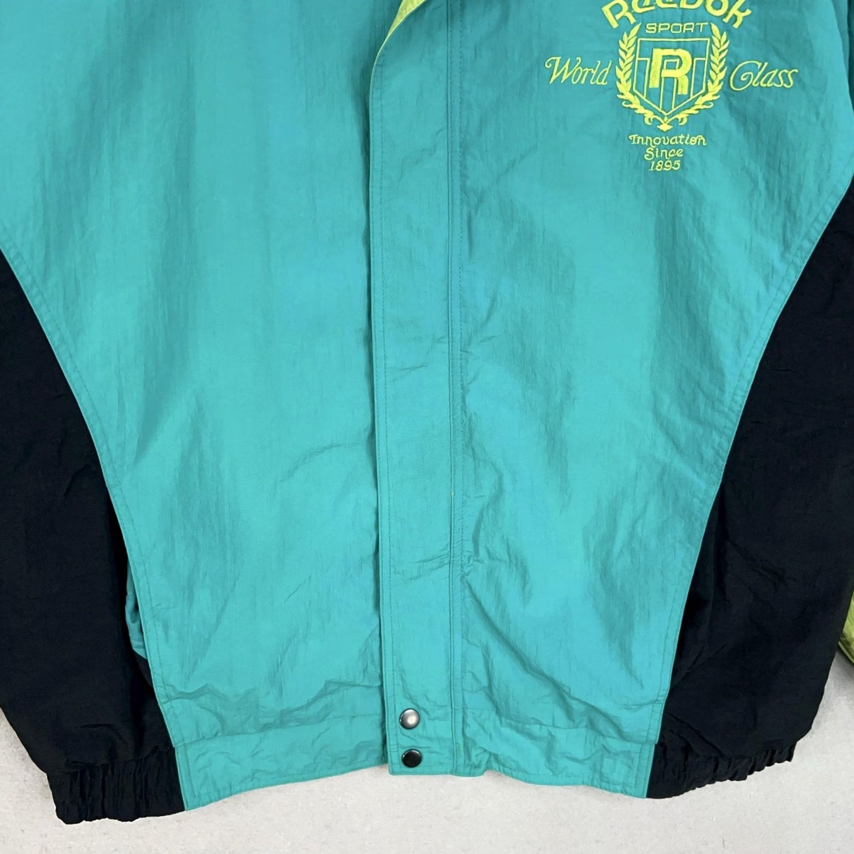 Reebok Vintage Reebok Jacket Men XL Blue Green Neon Windbreaker Crest 80s 90s Y2K Track Retro Casual Sport Size US XL / EU 56 / 4 - 3 Thumbnail