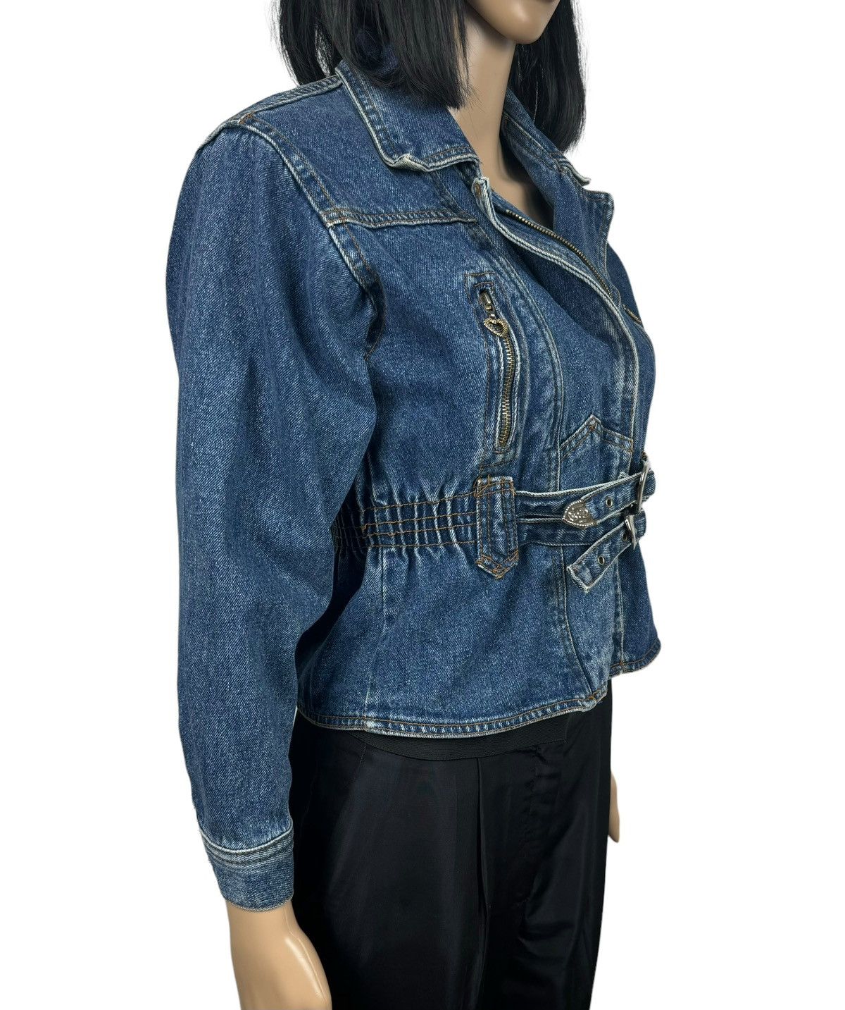 Versace Jeans Couture × Vintage Vintage Versace 1980s Denim Heart Biker Jacket size XS Size XS / US 0-2 / IT 36-38 - 5 Thumbnail