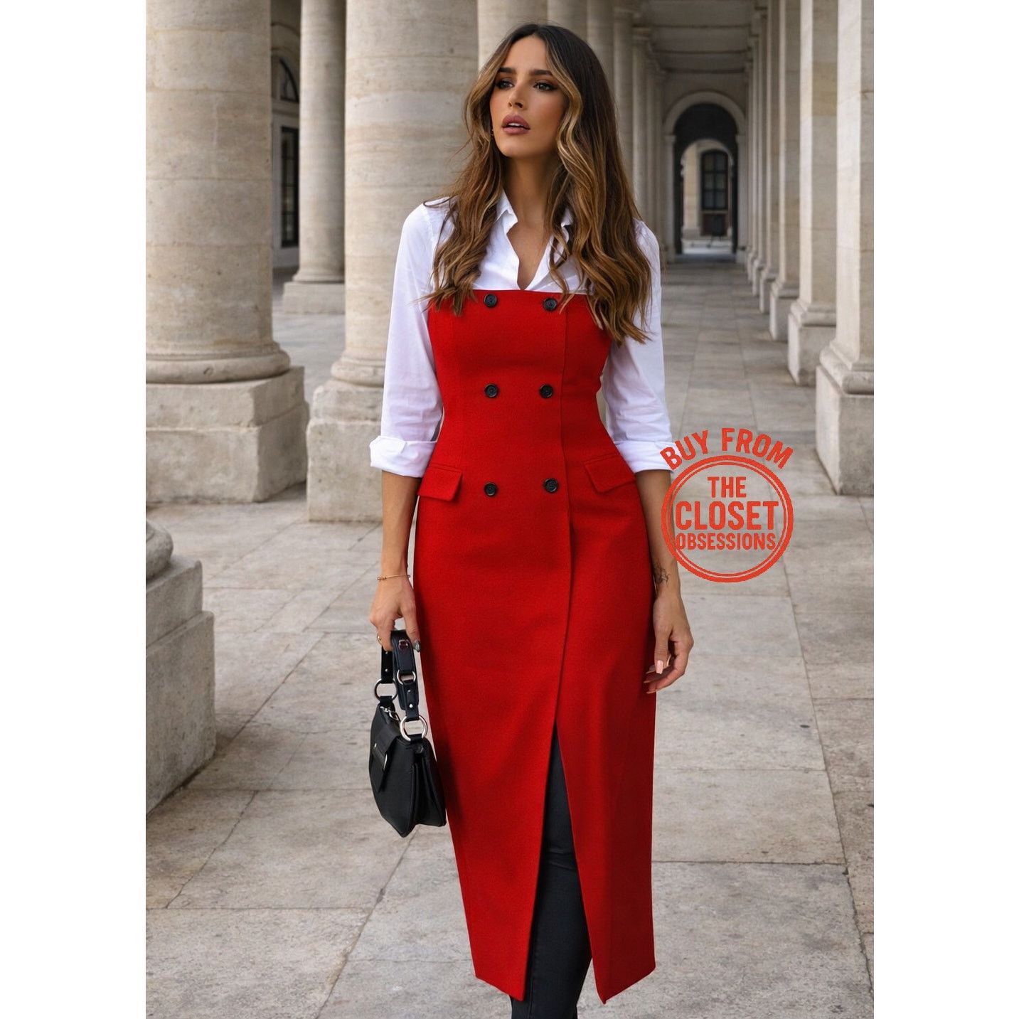 ZARA Red Strapless Midi Dress NWT
