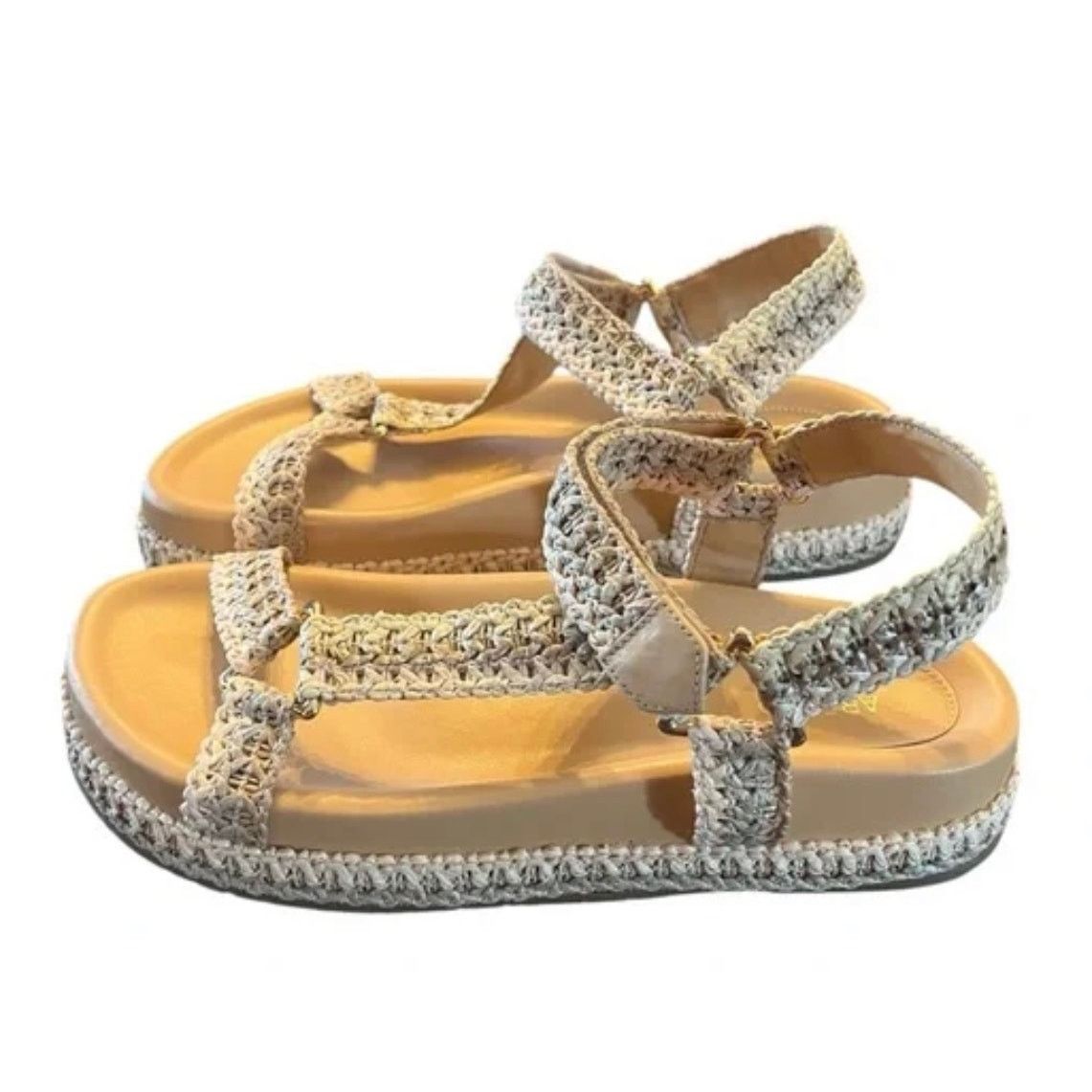 Other Arezzo Natural Woven Platform Sandals Tan Size 7.5 New Size US 7.5 / IT 37.5 - 1 Thumbnail