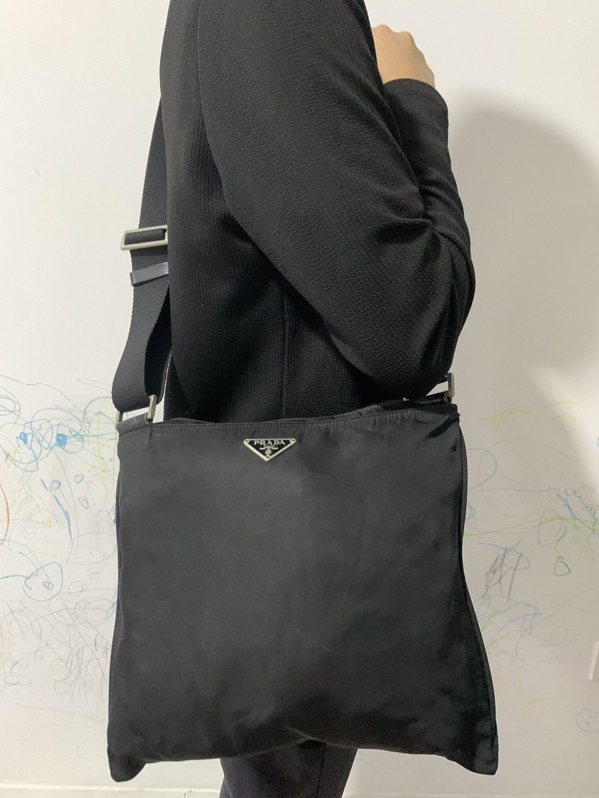 Prada Medium Black Crossbody Sling Bag, Men's