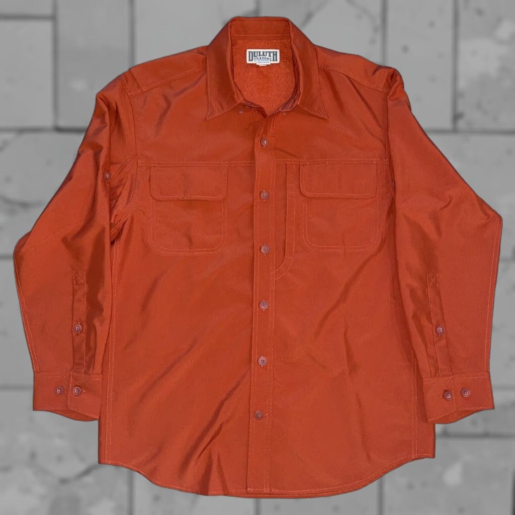CO DULUTH TRADING CO Button-Up Shirt Mens M Orange Solid Long Sleeve Button-Front Shirt Mens M Orange Size US M / EU 48-50 / 2 - 1 Thumbnail