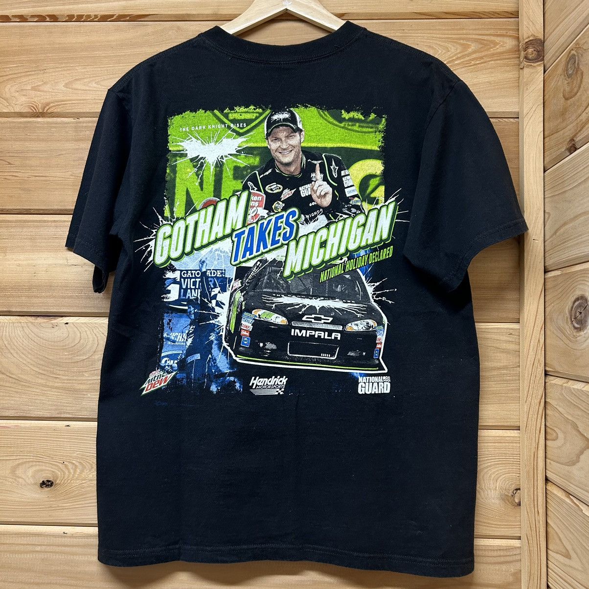 NASCAR Vintage Y2K Dale Jr. NASCAR The Dark Knight Rises T Shirt Size US M / EU 48-50 / 2 - 1 Thumbnail