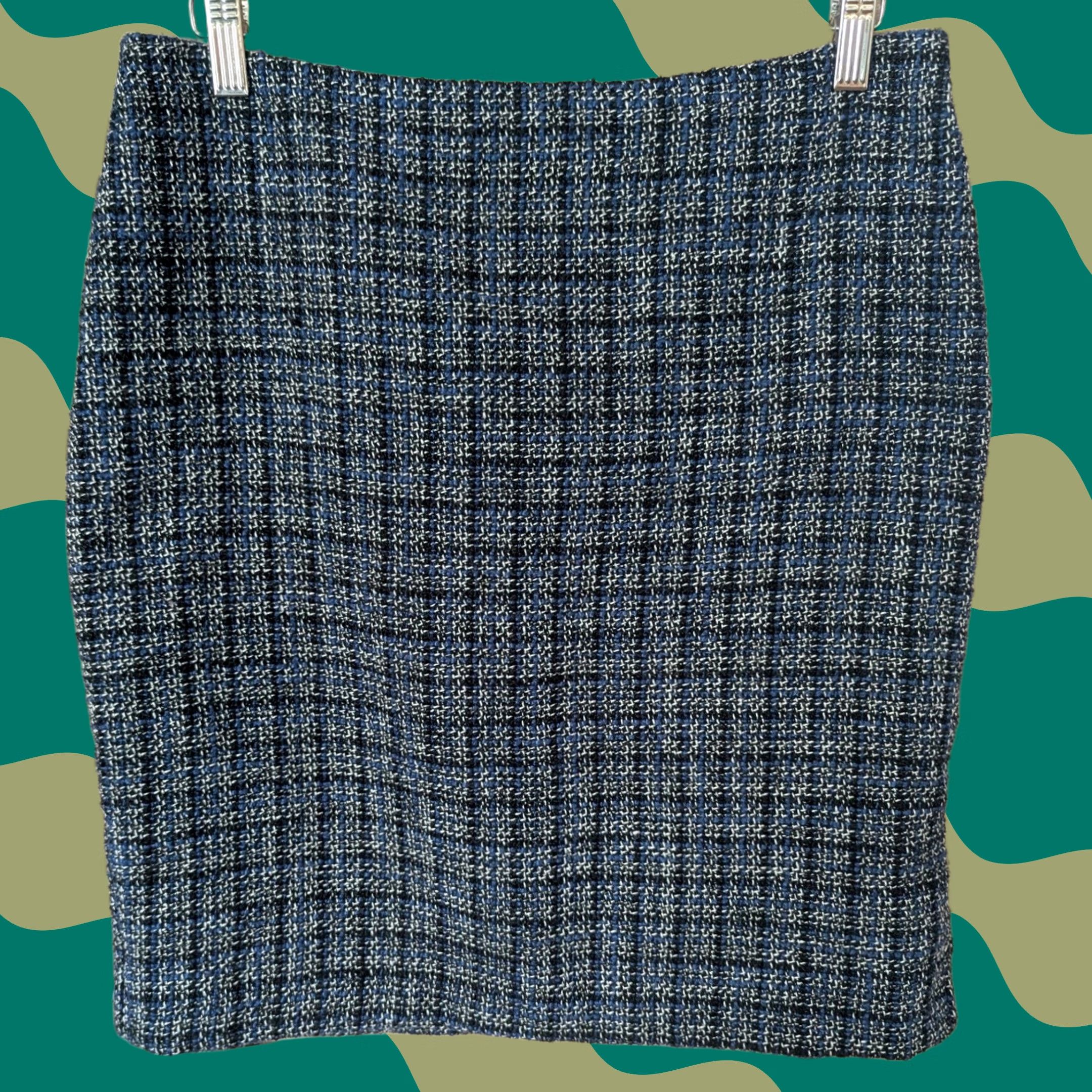 Banana Republic Banana Republic Skirt Pencil Black Blue Tweed Size 8 Office Workwear Women Slit Zipper Back Vintage No Size 30" / US 8 / IT 44 - 1 Thumbnail