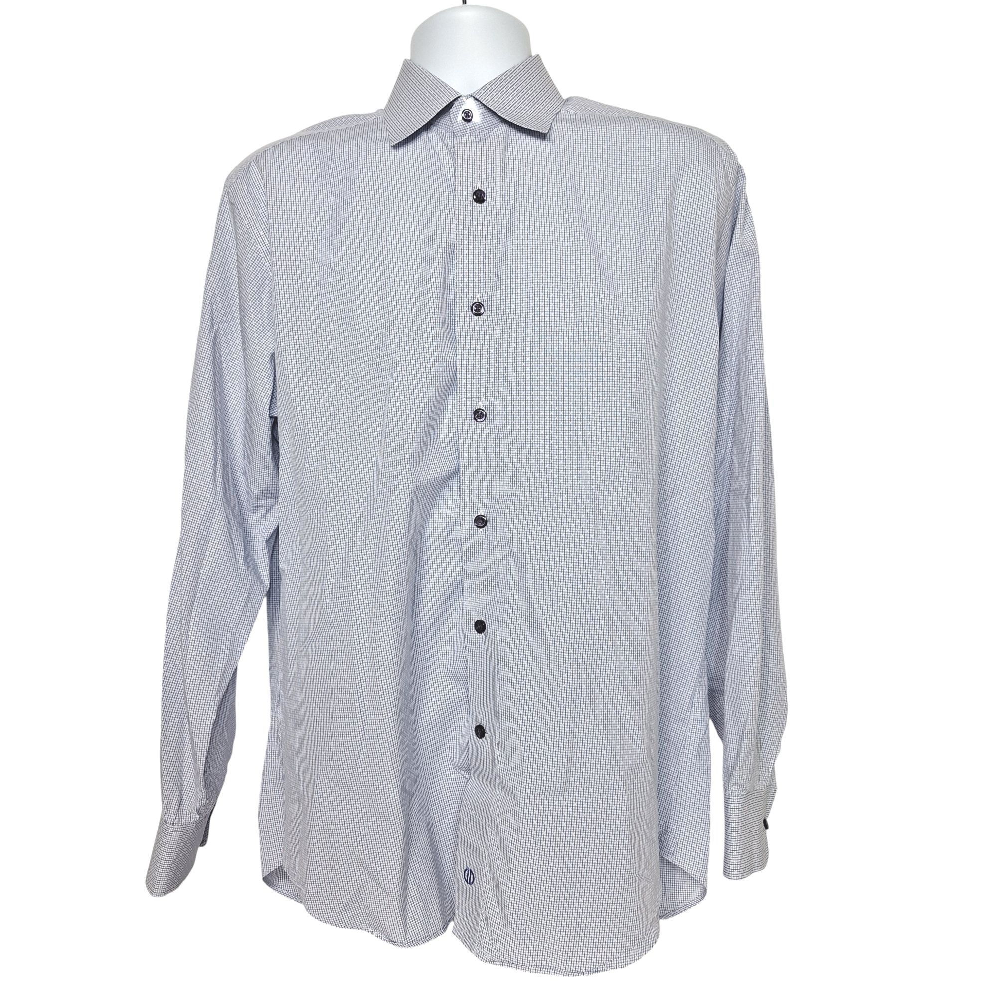 David Donahue David Donahue Luxury Dress Shirt Blue Micro Check Old Money Size US L / EU 52-54 / 3 - 2 Thumbnail