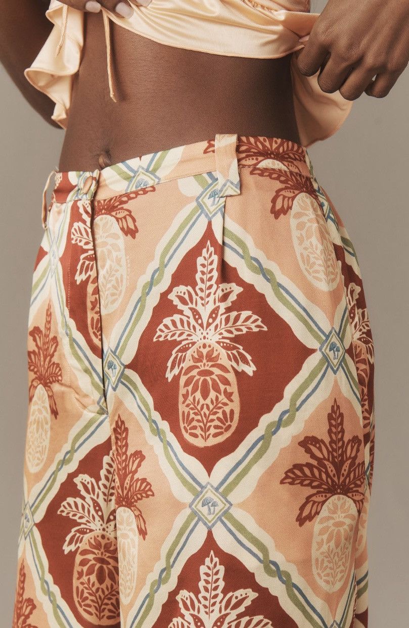 Farm Rio Farm Rio Pineapple Wide-Leg Pants, Size M Size 30" / US 8 / IT 44 - 2 Thumbnail
