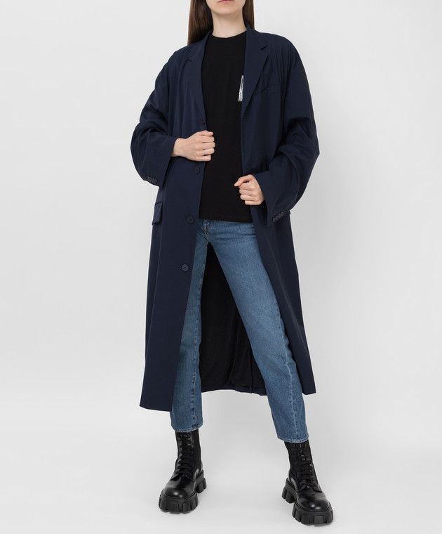 Balenciaga o1y0625 Coat in Midnight Blue Size XS / US 0-2 / IT 36-38 - 4 Thumbnail